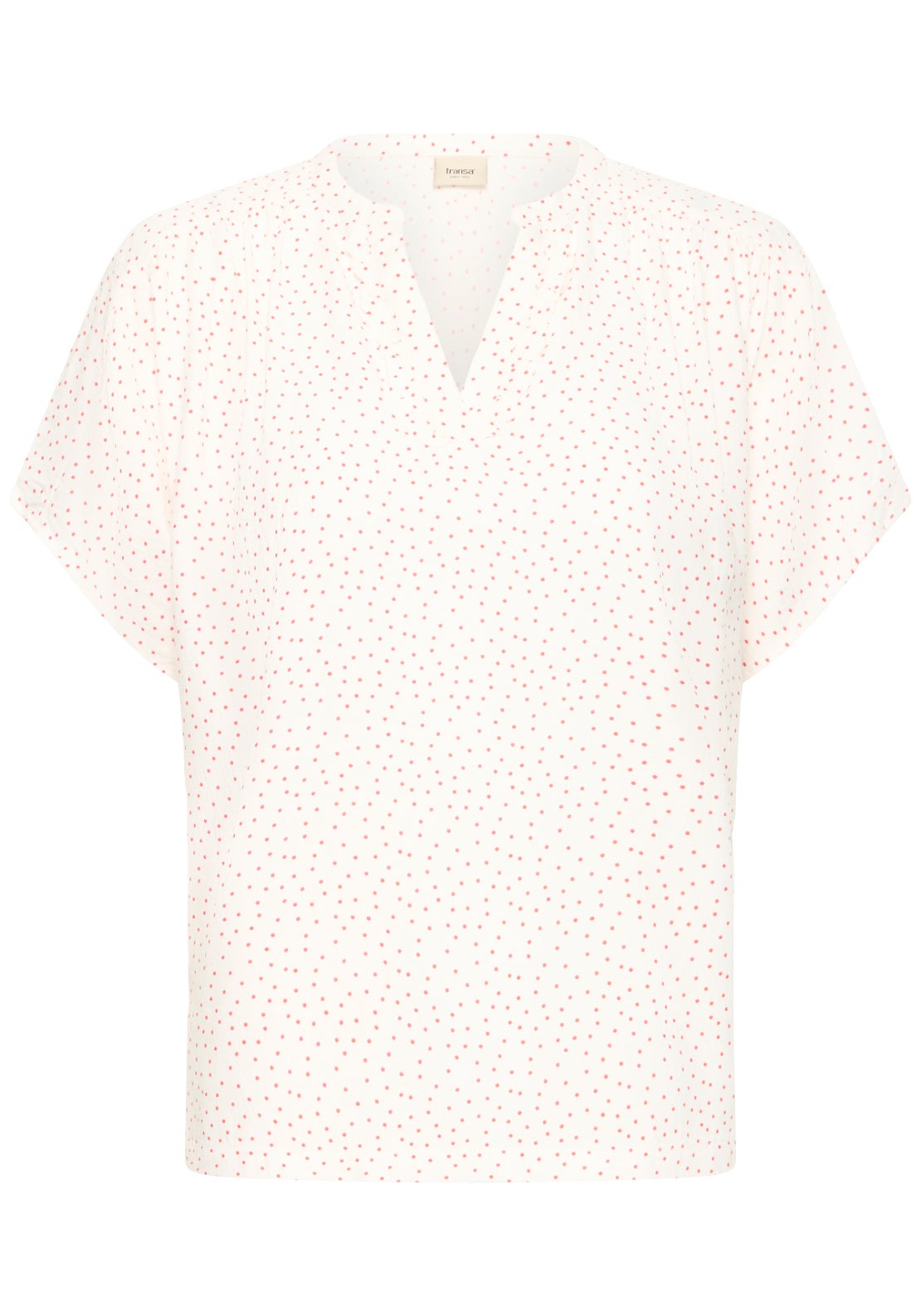 Fransa Cap Sleeve Blouse - Dot Dots Black 2 Shaws Department Stores