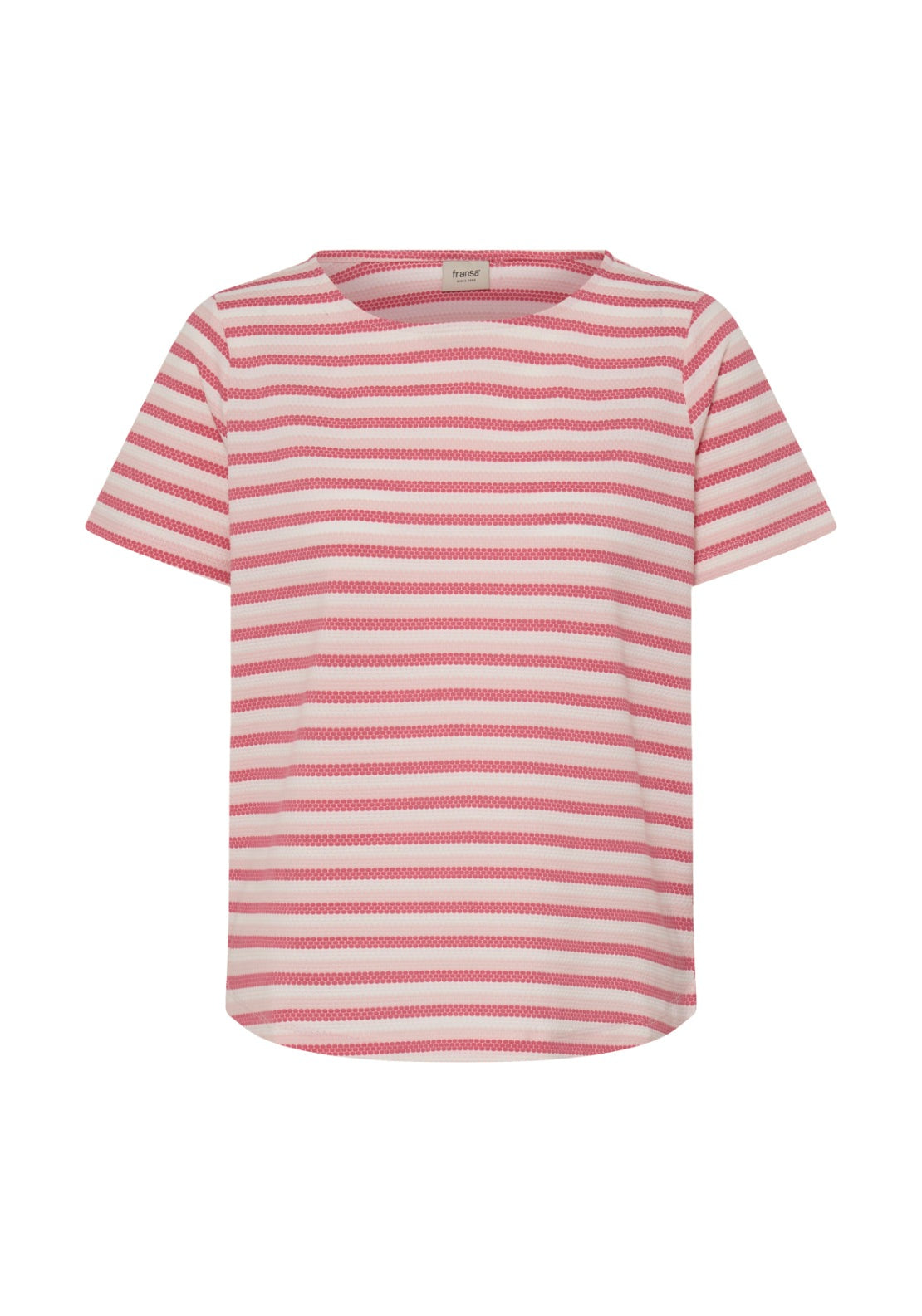 Fransa Striped Crew Neck T-Shirt - Lotus Stripe 2 Shaws Department Stores
