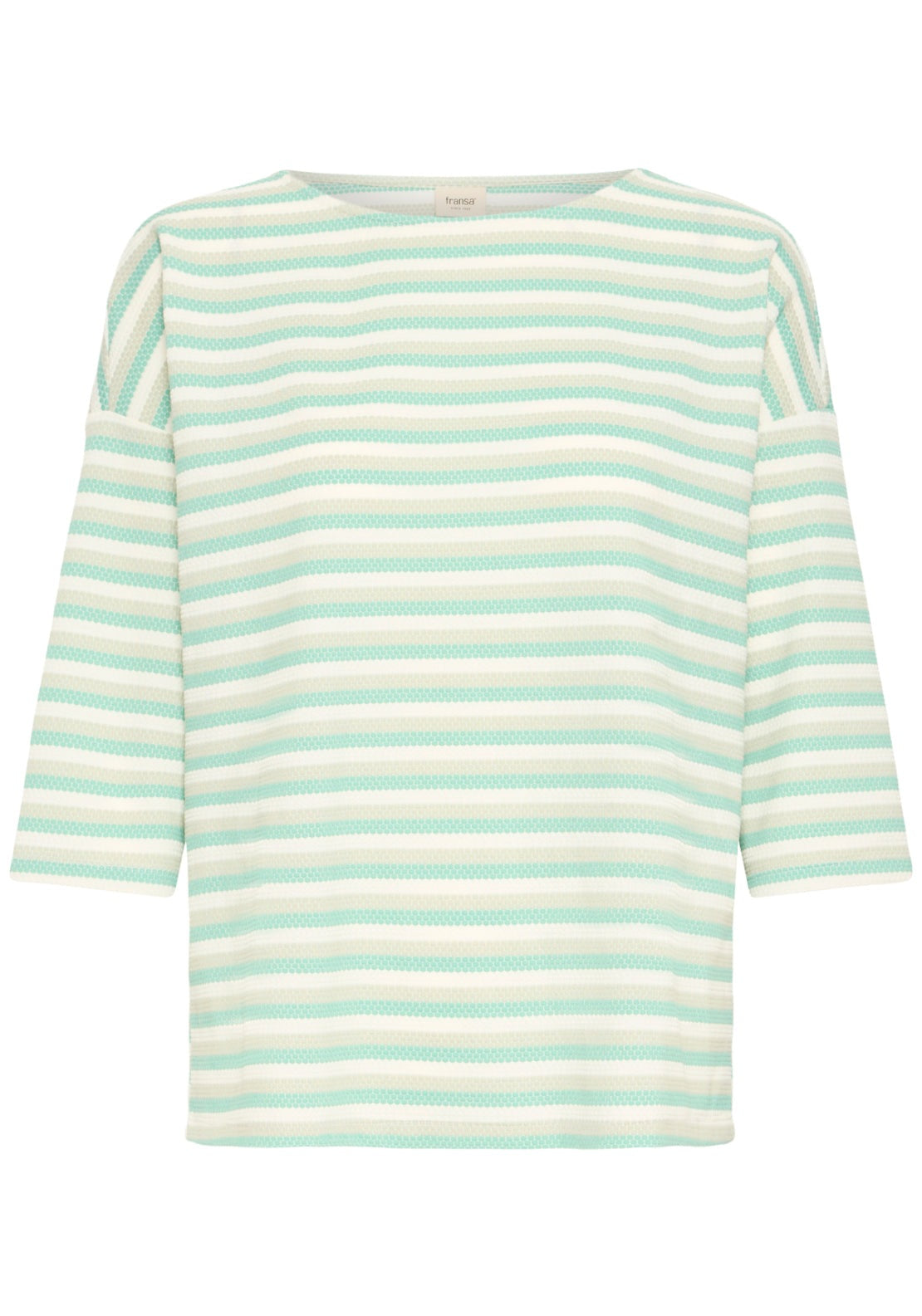 Fransa Mid Sleeve T-Shirt - CrÈme D. M. Stripe 1 Shaws Department Stores