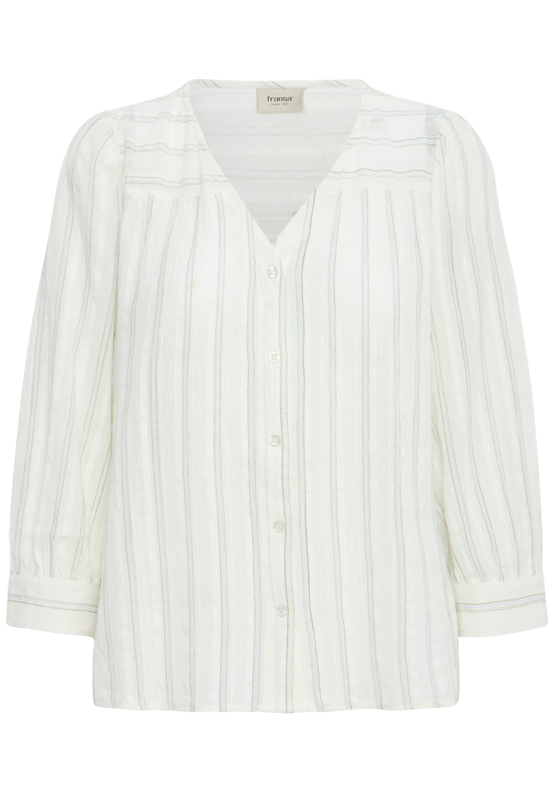 Fransa Regular Fit Stripe Shirt - Green Blue Stripe 1 Shaws Department Stores