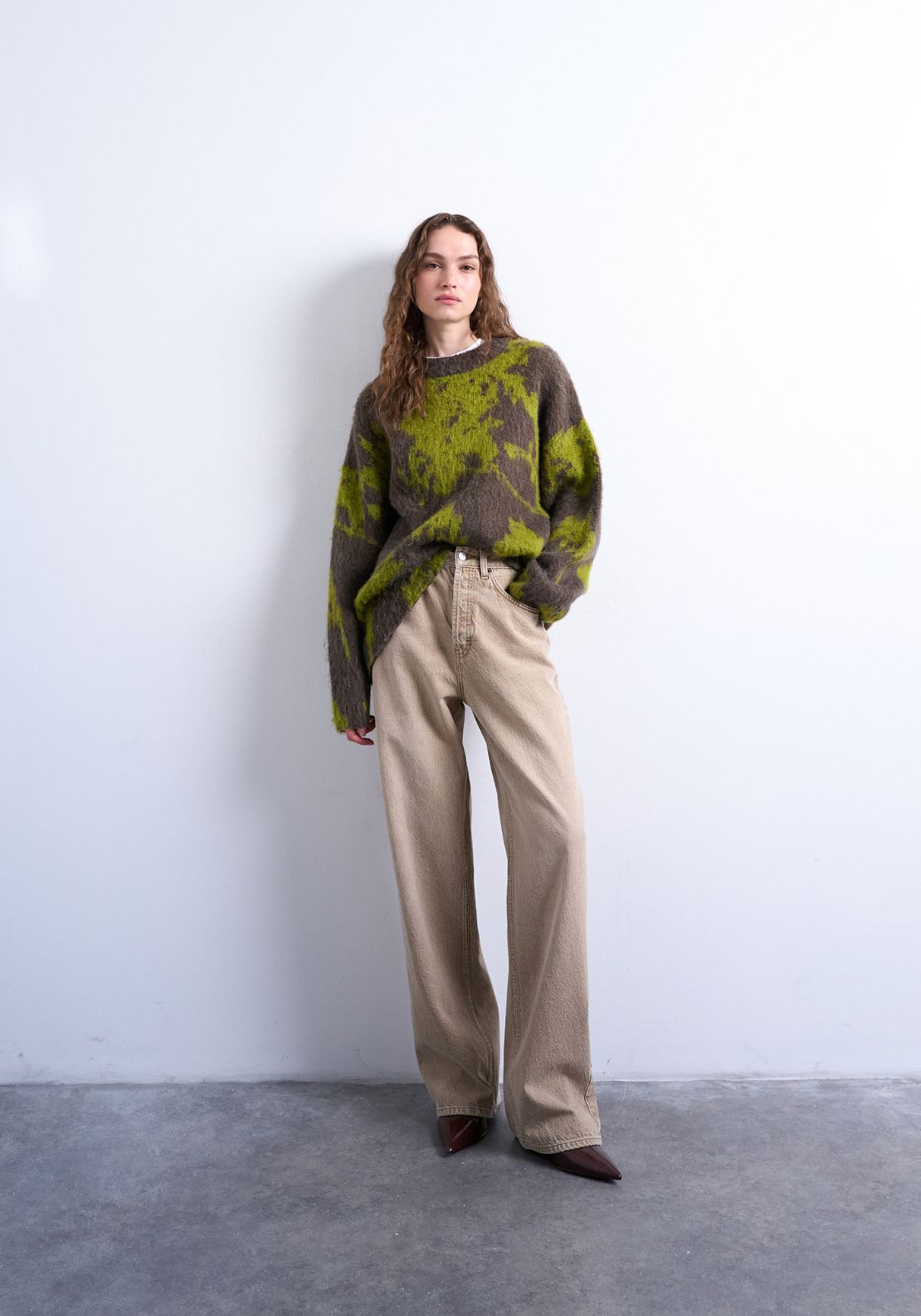 Topshop Katrina Long Sleeve Pullover - Bright Green 4 Shaws Department Stores