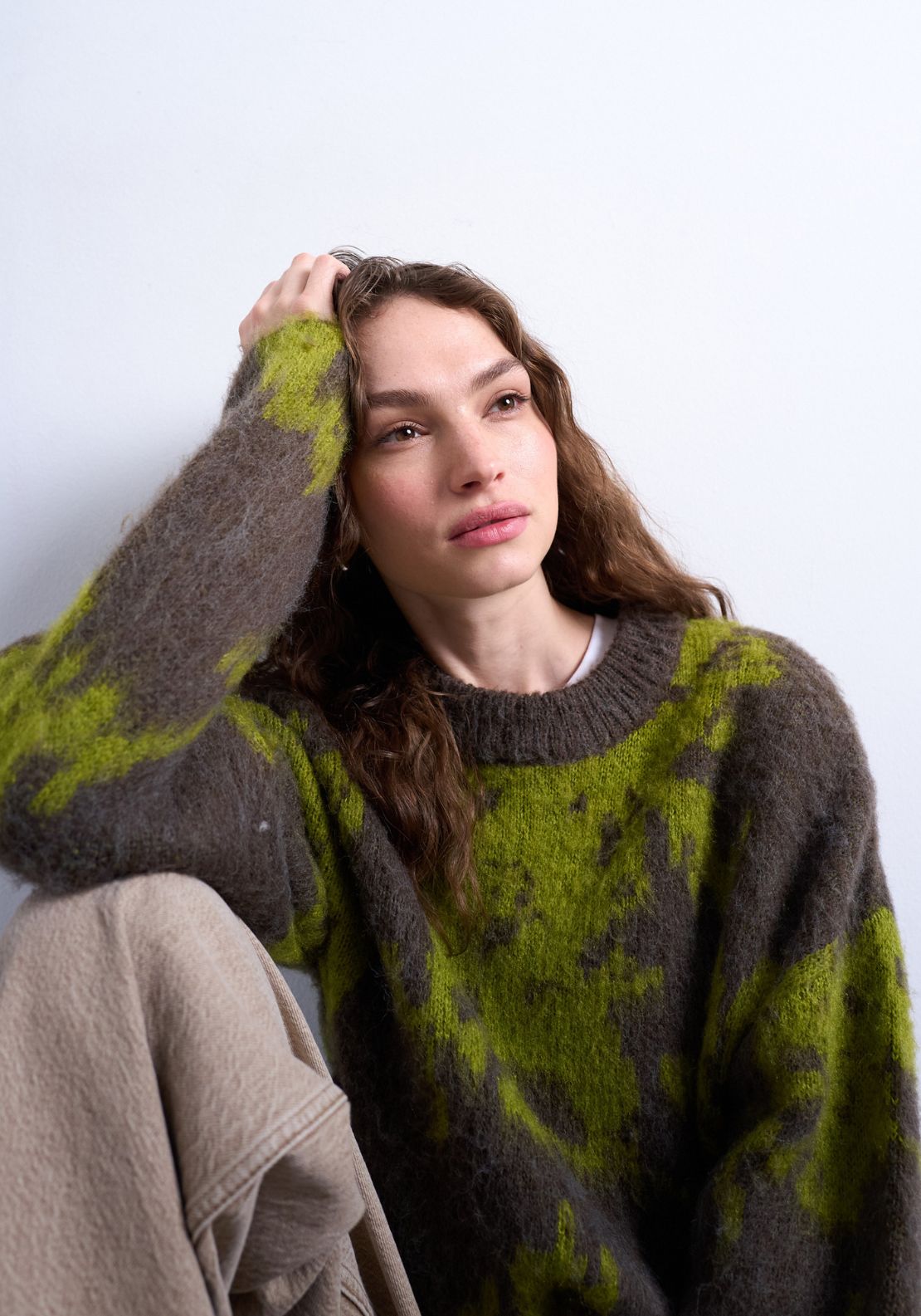 Topshop Katrina Long Sleeve Pullover - Bright Green 3 Shaws Department Stores