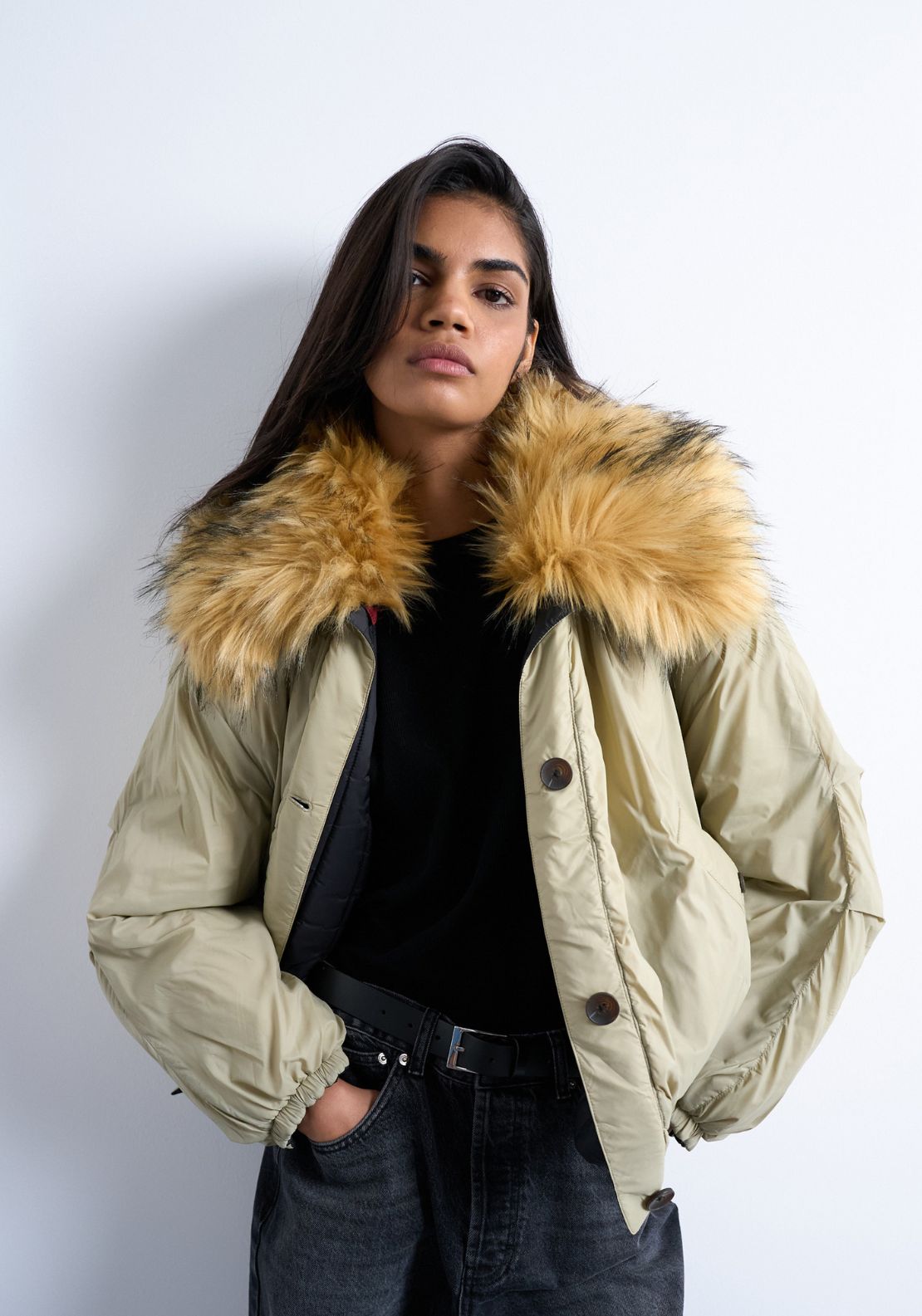 Topshop Elly Reversible Bomber - Bright Green 1 Shaws Department Stores