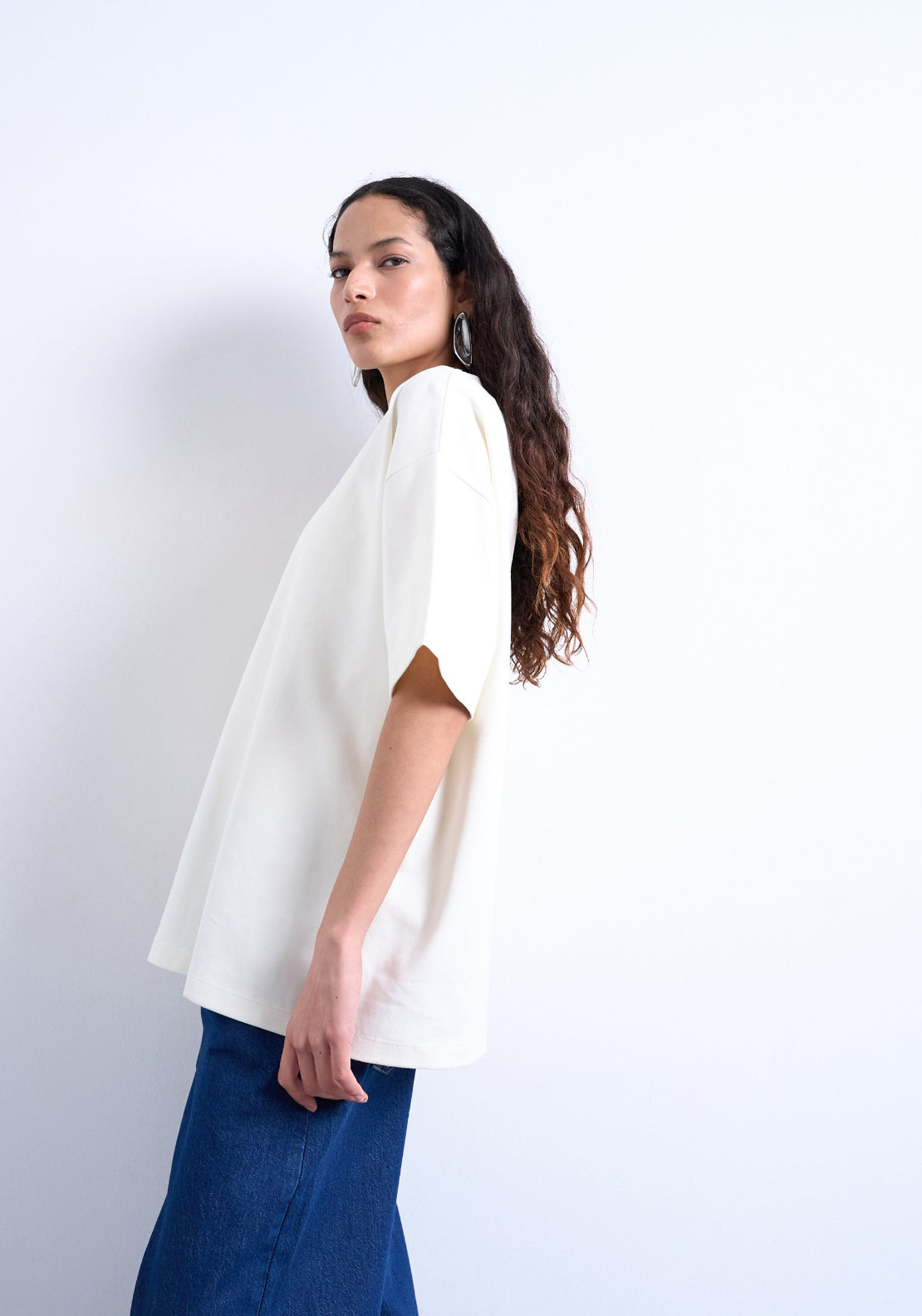 Victoria Short Sleeve Oversized T-Shirt - Ecru
