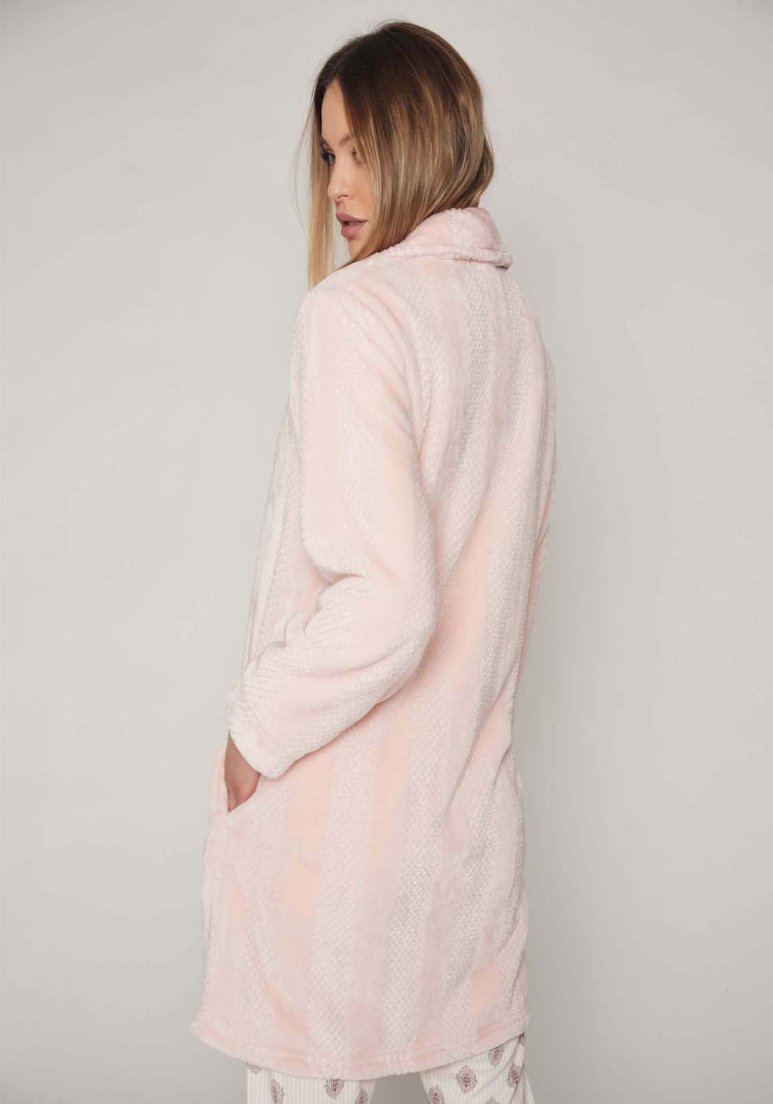 Admas Cable Dressing Gown - Pink 3 Shaws Department Stores