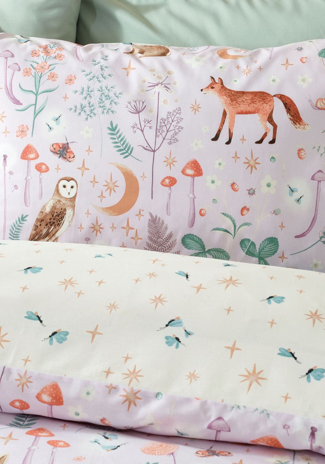 Catherine Lansfield Enchanted Twilight Animals Reversible Duvet Cover Set - Purple 3 Shaws Department Stores