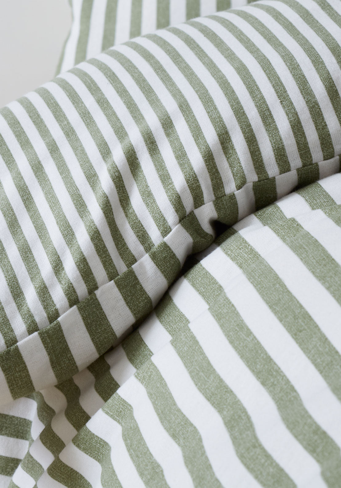 The Home Collection 100% Brushed Cotton Fine Stripe Duvet Cover Set - Green 3 Shaws Department Stores