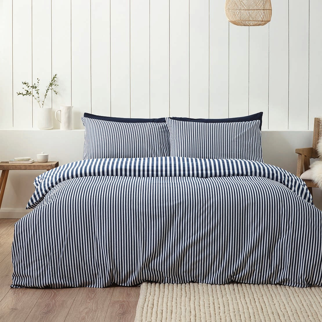 The Home Collection Brushed Fine Stripe Duvet Cover Set 2 Shaws Department Stores
