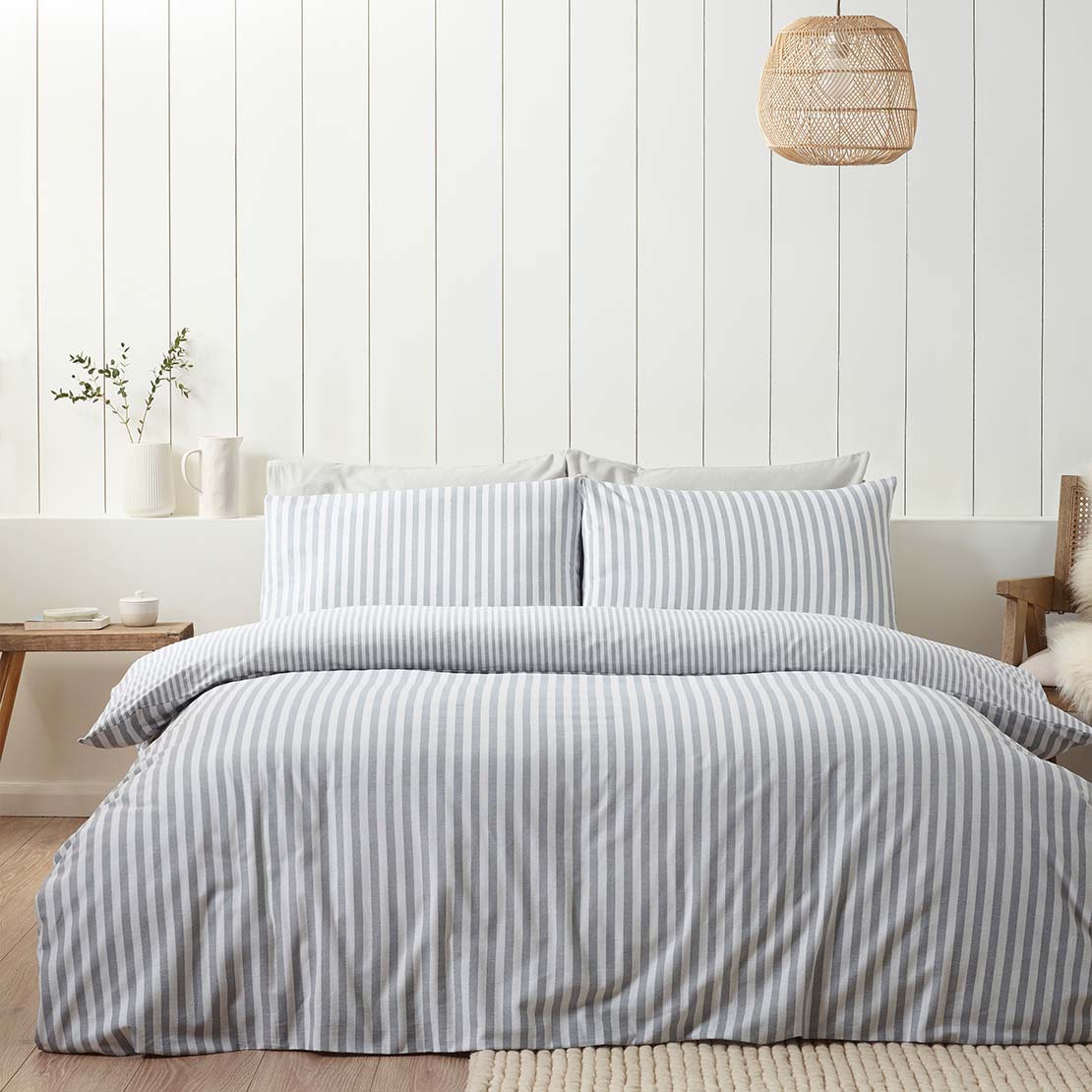 The Home Collection Brushed Fine Stripe Duvet Cover Set 2 Shaws Department Stores