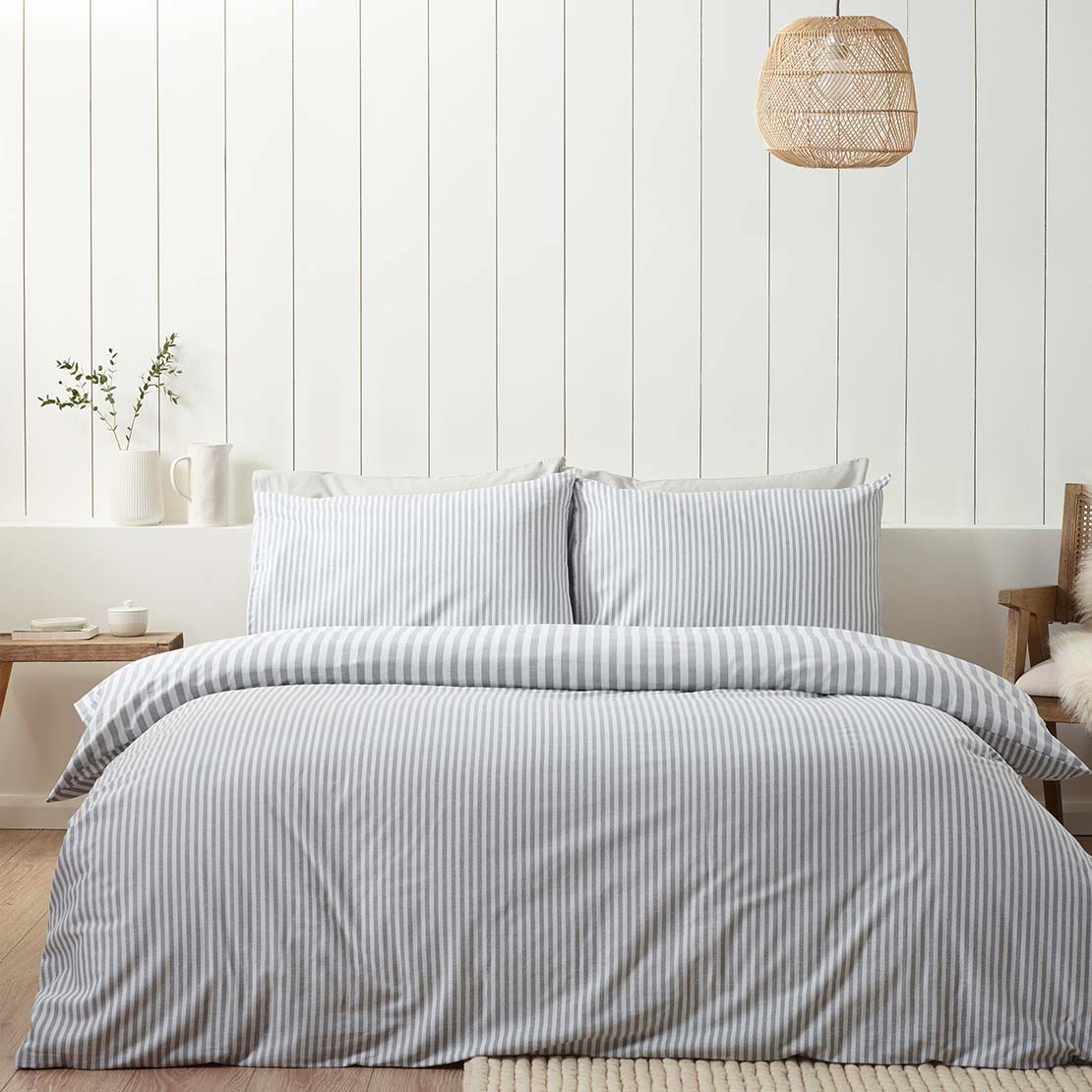 The Home Collection Brushed Fine Stripe Duvet Cover Set 1 Shaws Department Stores