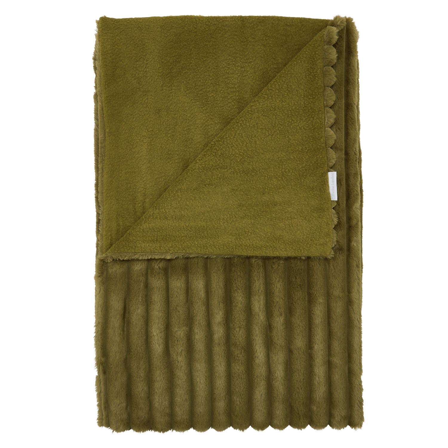 The Home Collection Soft and Cosy Ribbed Throw Cream - Green 4 Shaws Department Stores