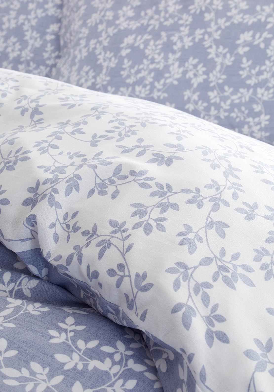The Home Luxury Collection 100% Cotton 200 TC Silhouette Leaves Duvet Cover Set - Blue 4 Shaws Department Stores