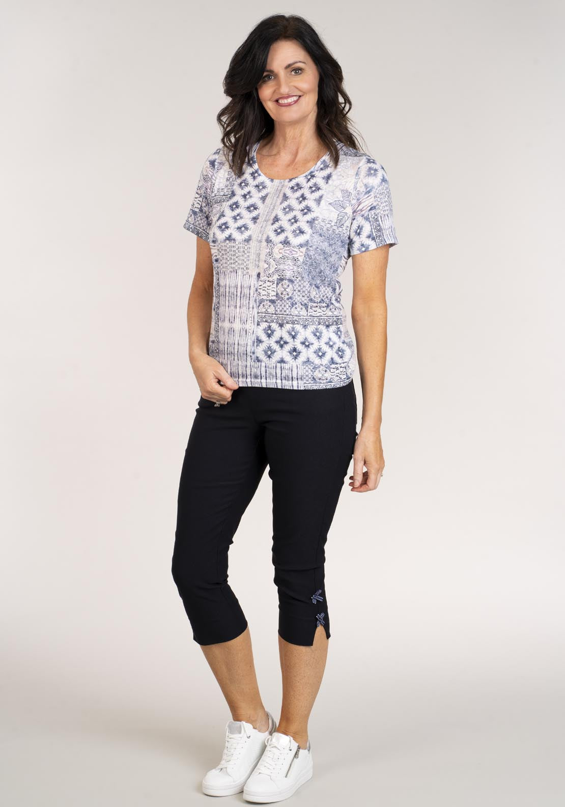 Tea Lane Crop Tummy Control With Bow - Navy 1 Shaws Department Stores