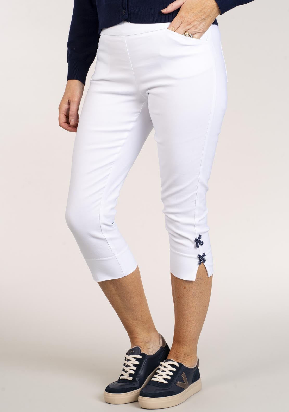 Tea Lane Crop Tummy Control With Bow - White 2 Shaws Department Stores