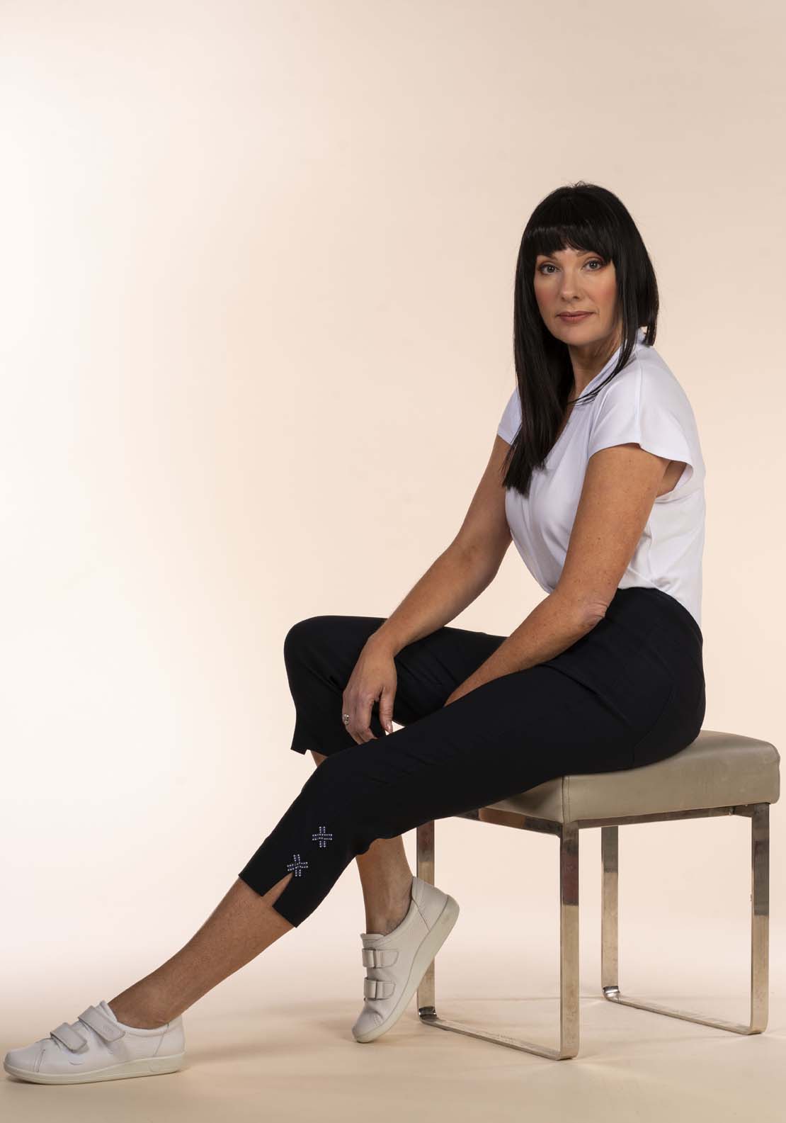 Tea Lane Bow Hem Crop - Navy 2 Shaws Department Stores