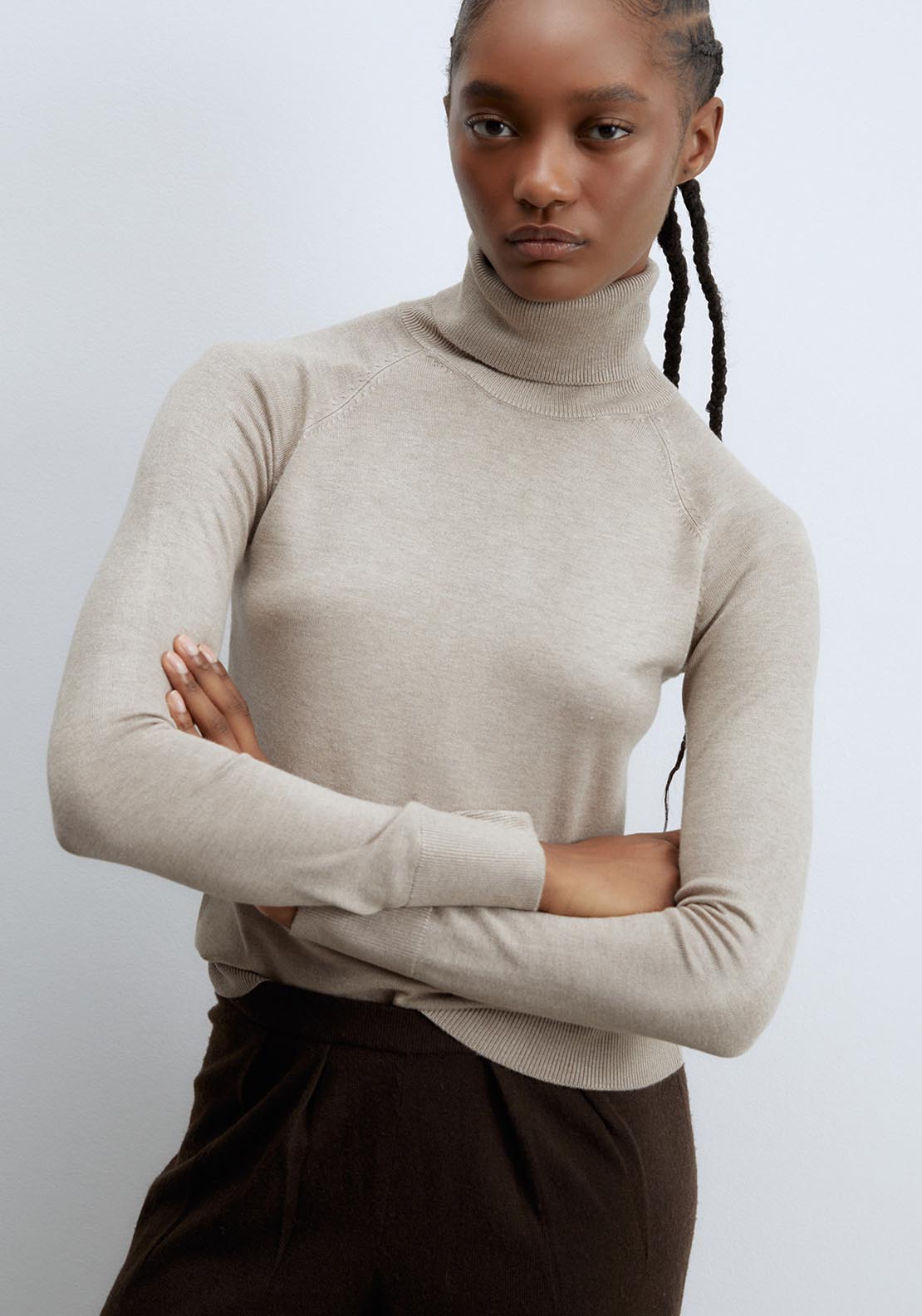 Sfera Basic high-neck top - Beige Acid 1 Shaws Department Stores