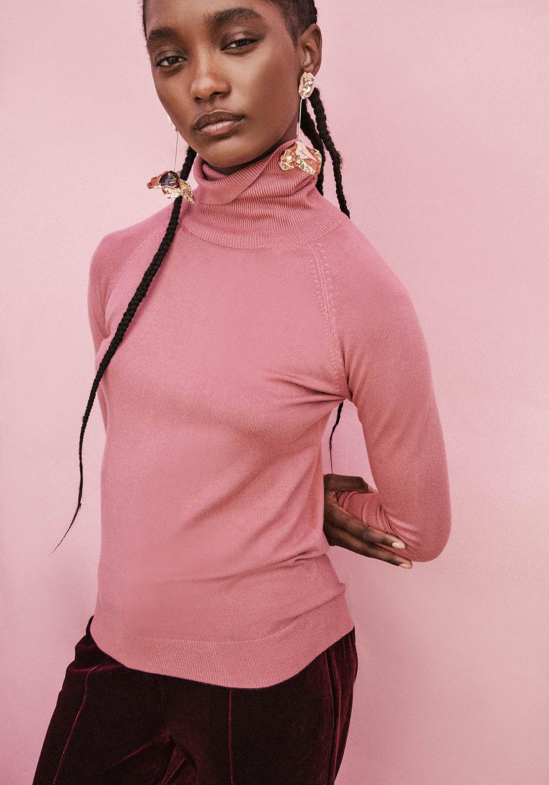 Sfera Basic high-neck top - Light Pink 1 Shaws Department Stores