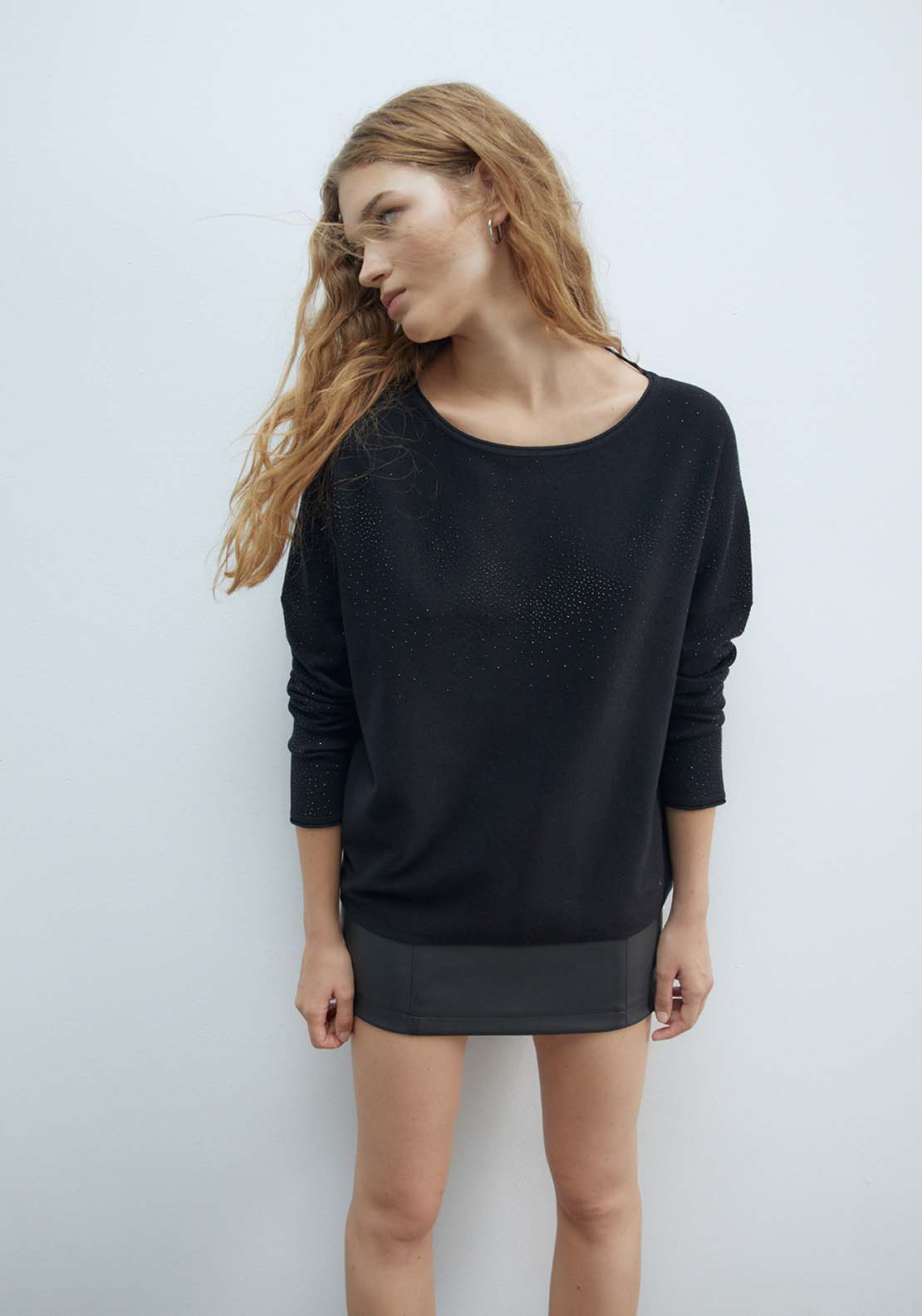 Sfera Diamanté Sweater - Black 1 Shaws Department Stores