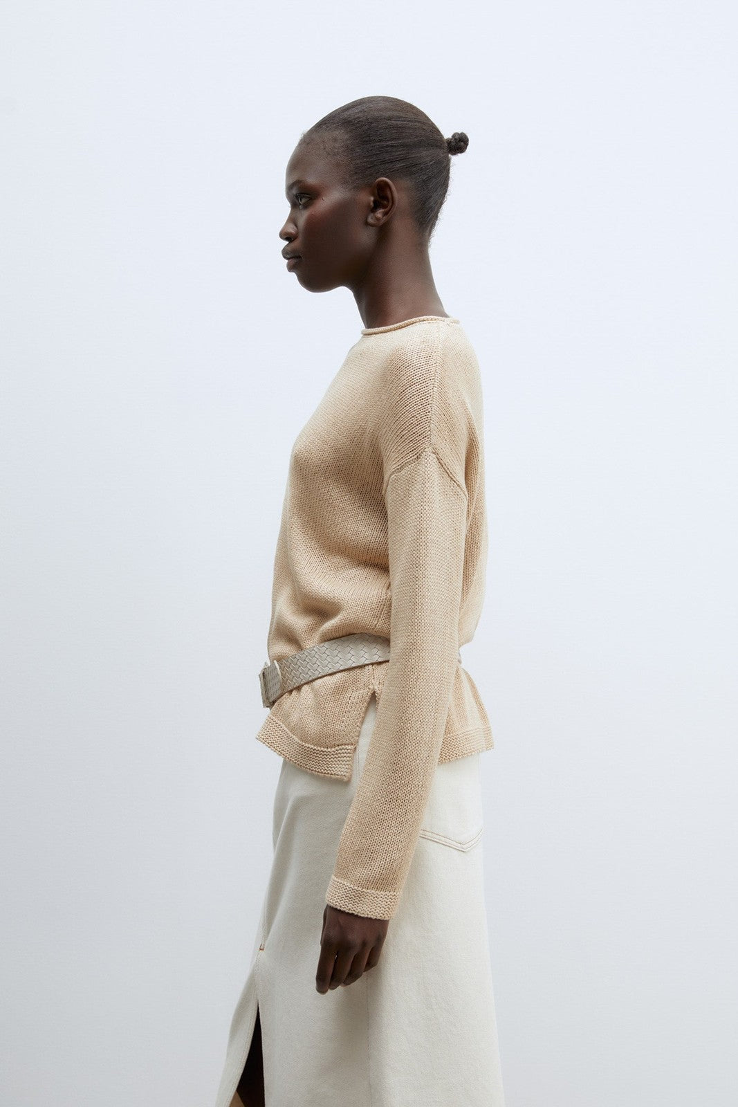 Sfera Trim detail plain sweater - Beige 4 Shaws Department Stores