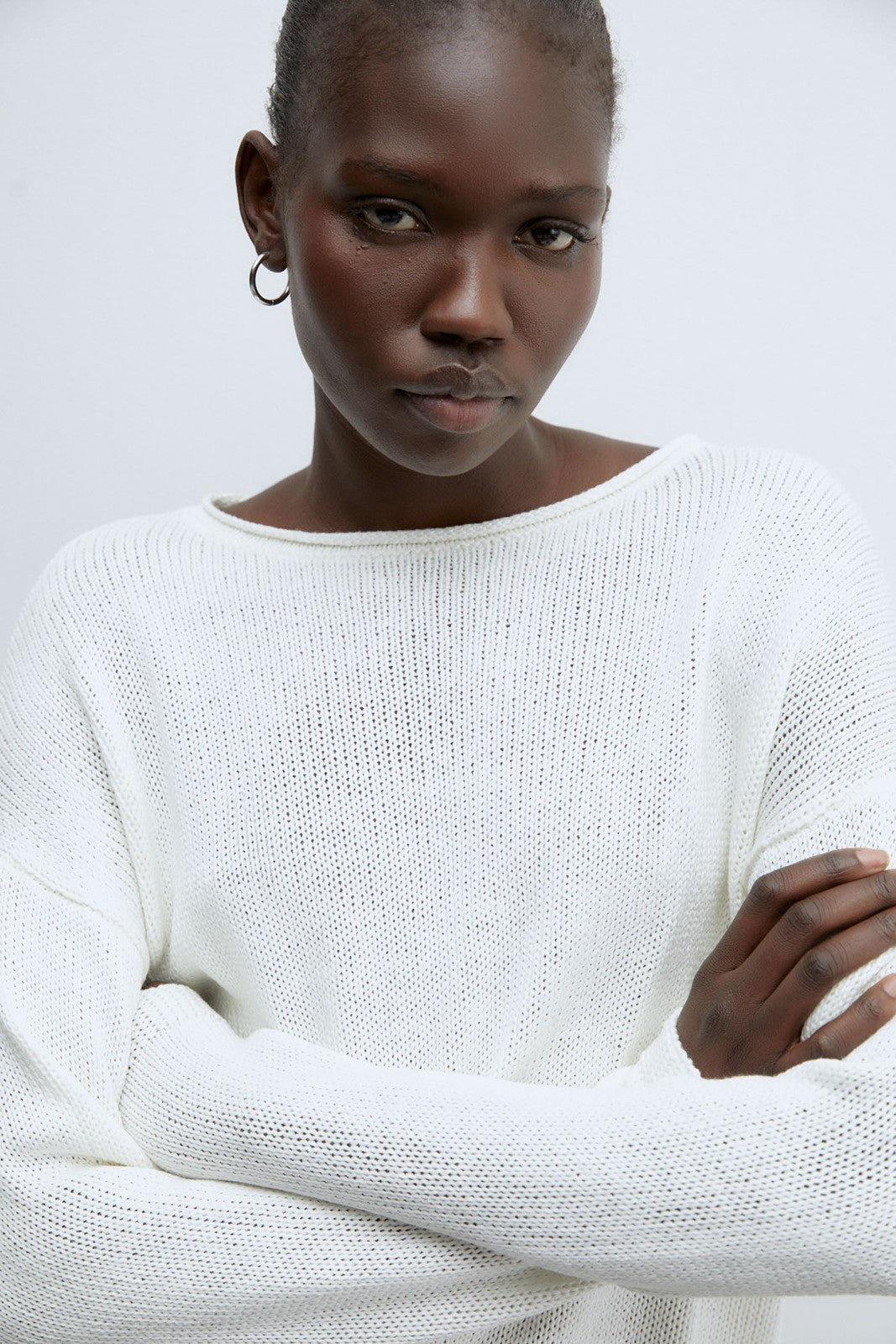 Sfera Trim detail plain sweater - White 2 Shaws Department Stores