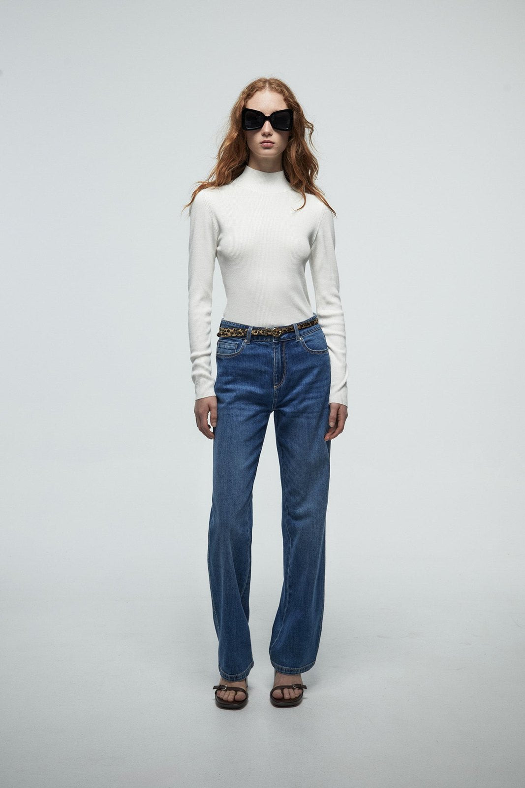 Perkins Collar Ribbed Sweater - White