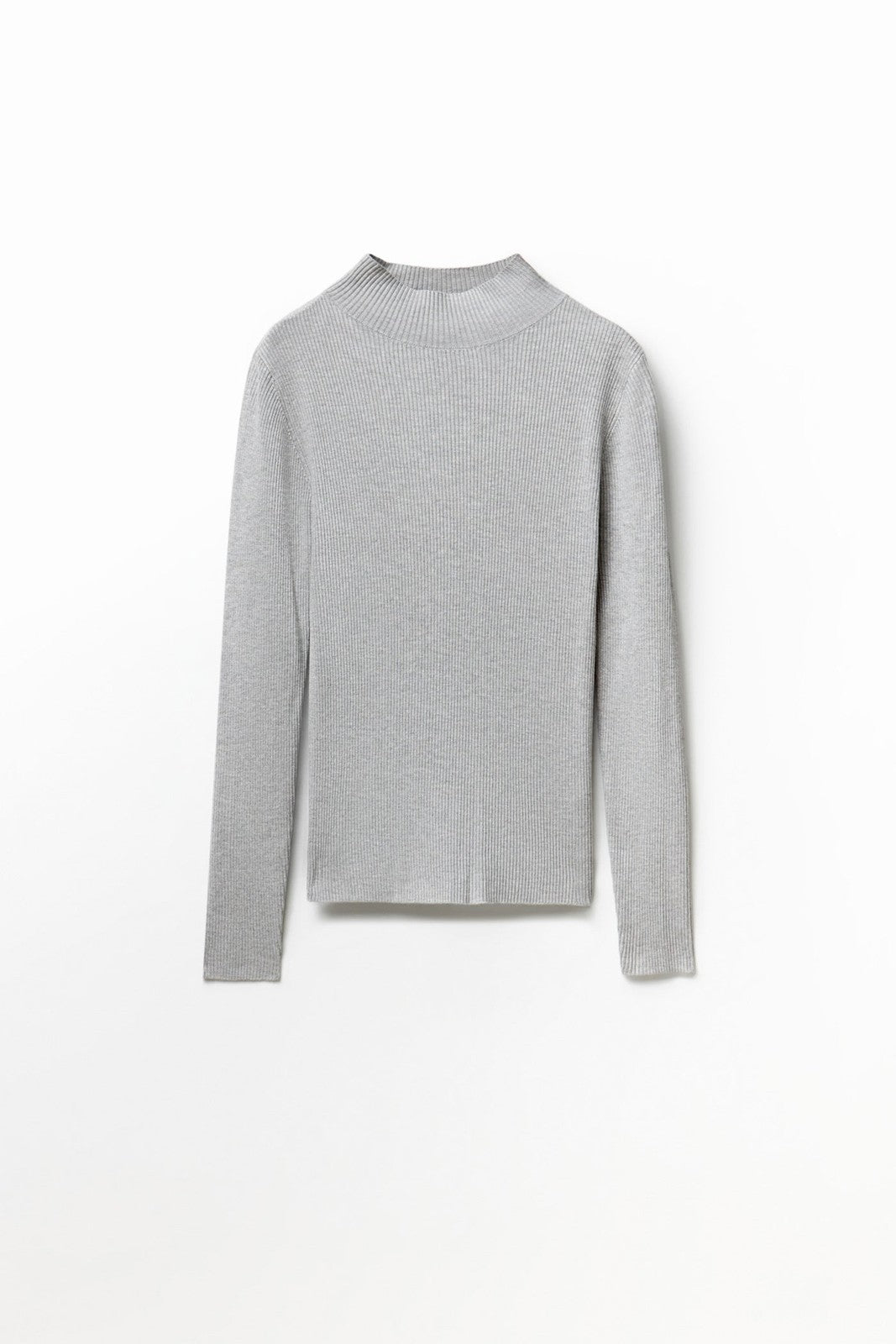 Perkins Collar Ribbed Sweater - Grey