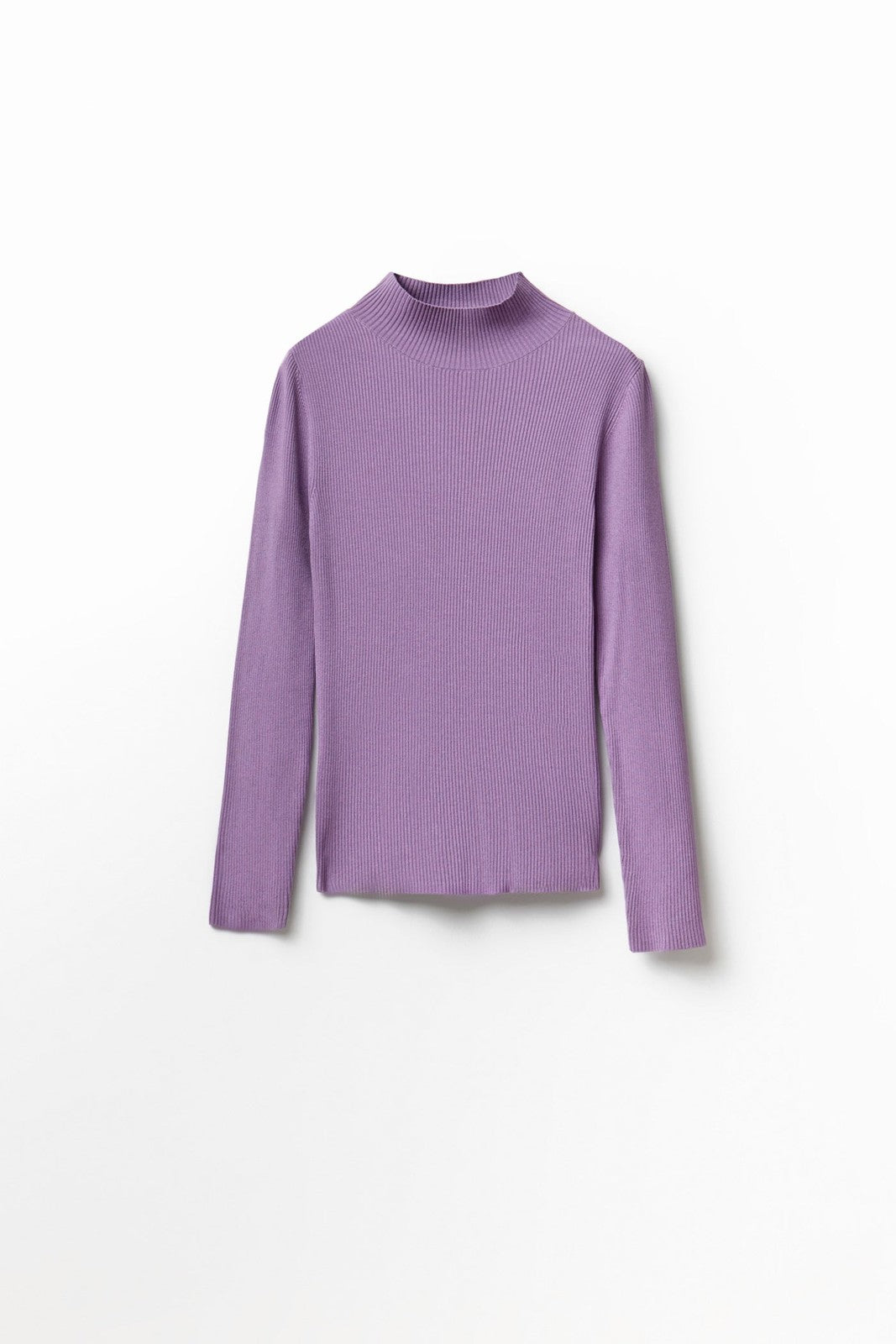 Perkins Collar Ribbed Sweater - Purple