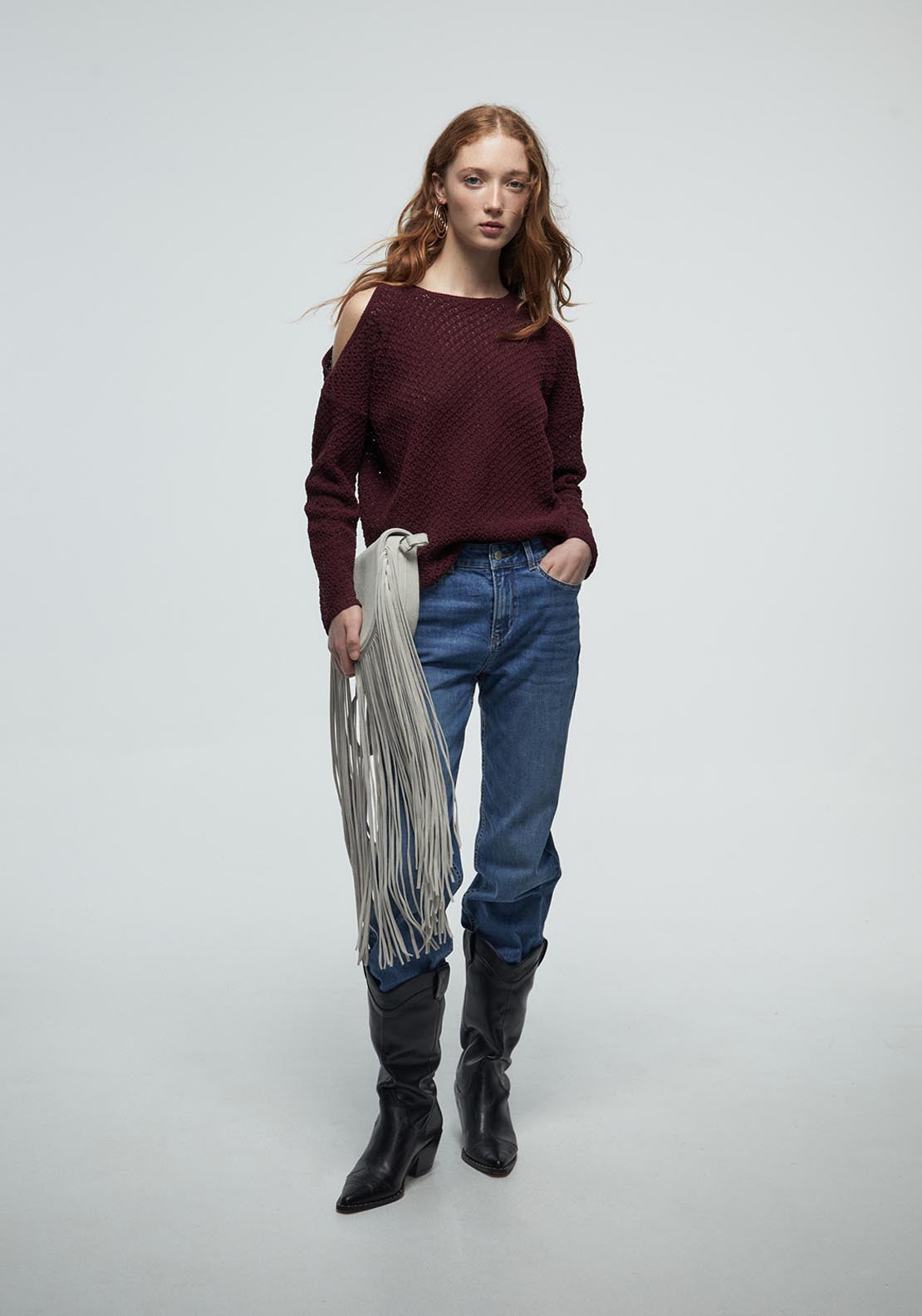 Sfera Cut Out Sweater - Red 3 Shaws Department Stores