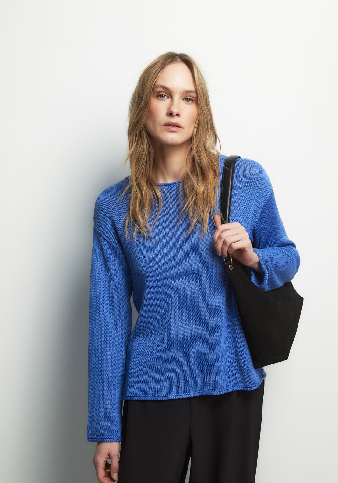 Ribbon Trim Knitwear - Blue