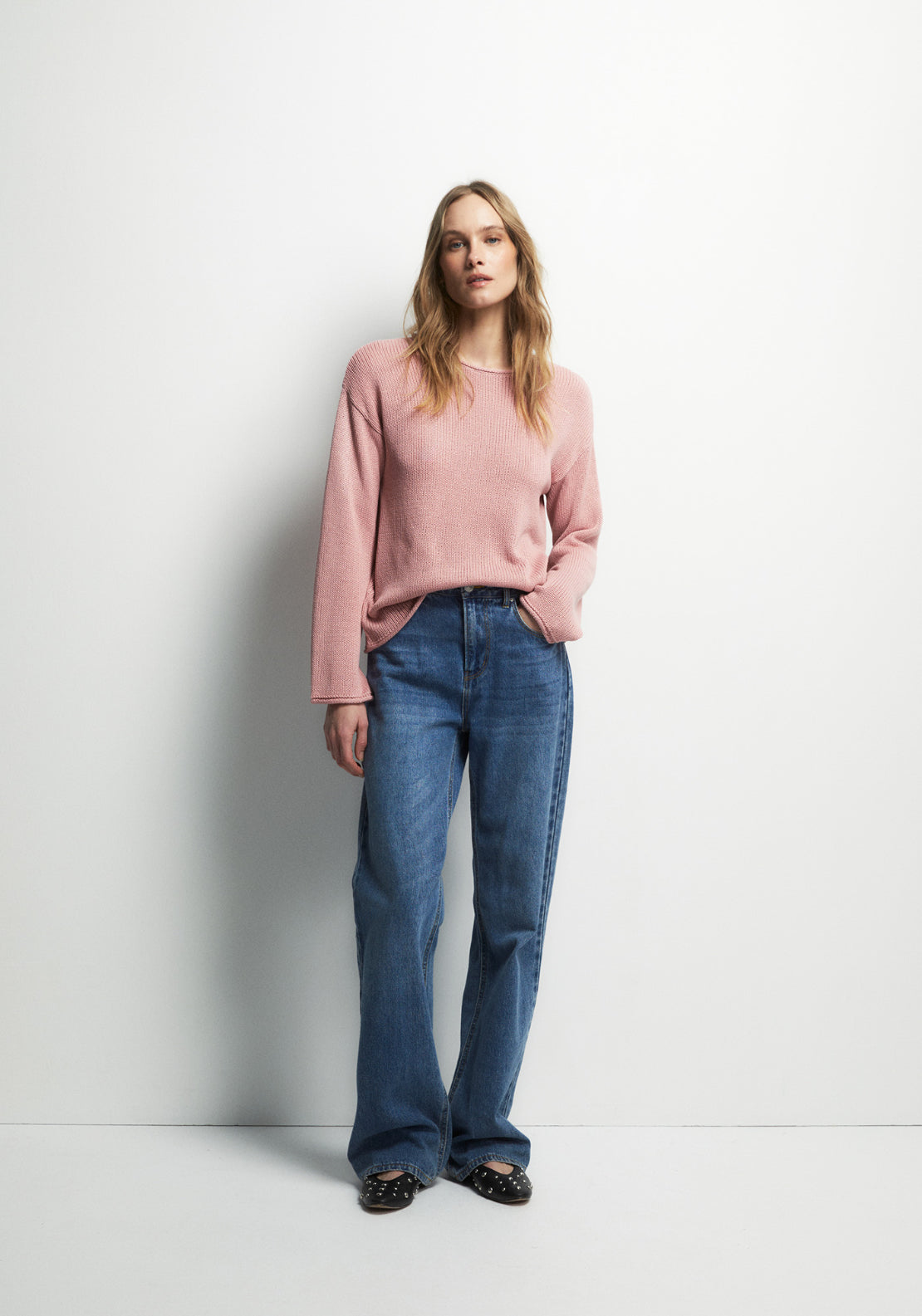 Ribbon Trim Knit Sweater - Pink