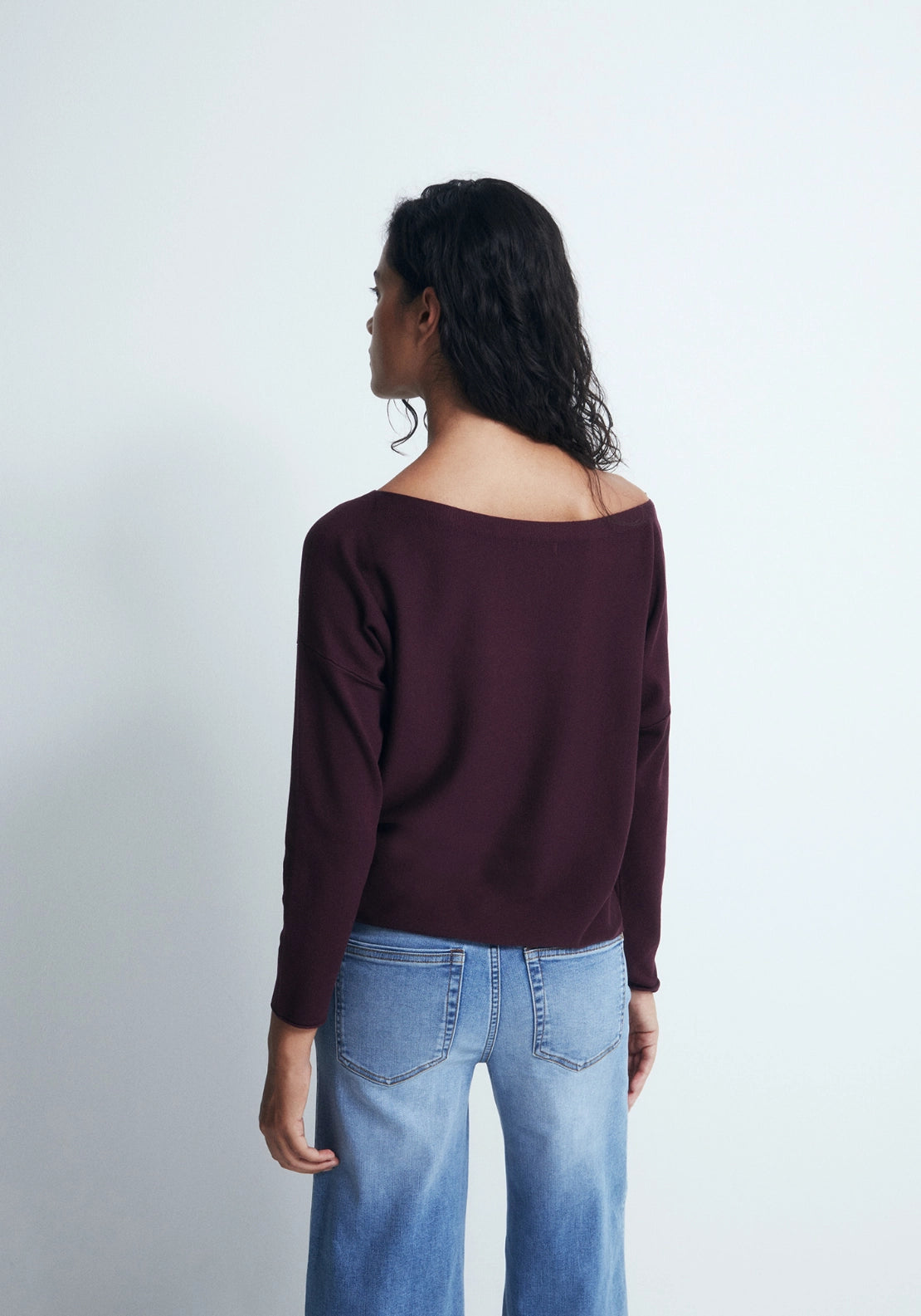 Asymmetric Neckline Sweater - Red