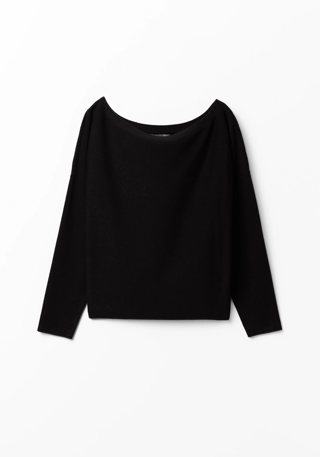 Asymmetric Neckline Sweater - Black