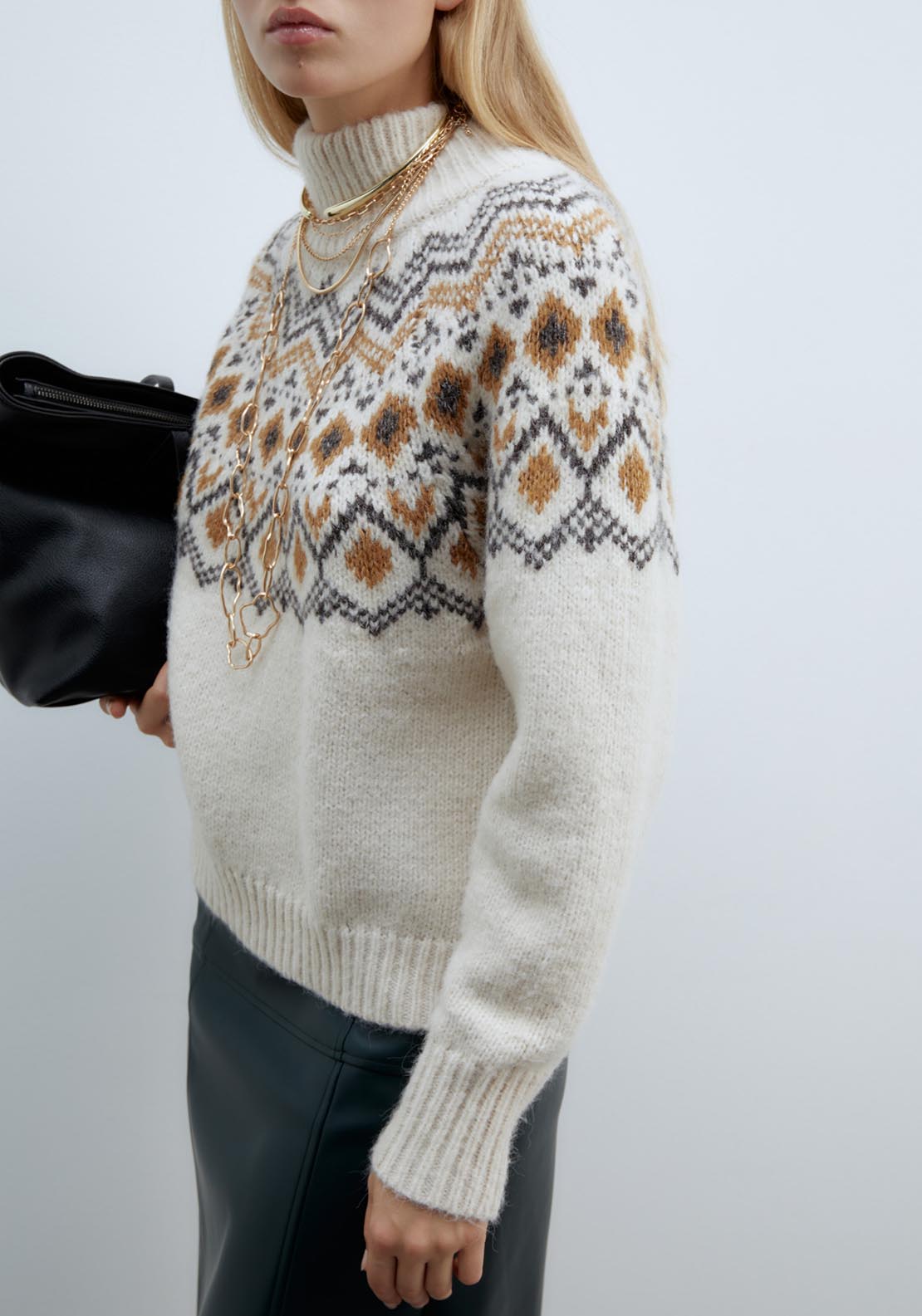 Sfera High-neck Alpine sweater - Ecru 8 Shaws Department Stores