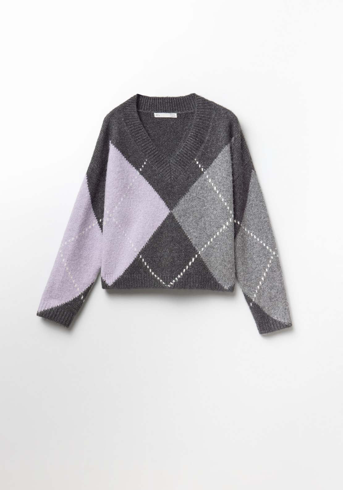 V-Neck Sweater - Grey