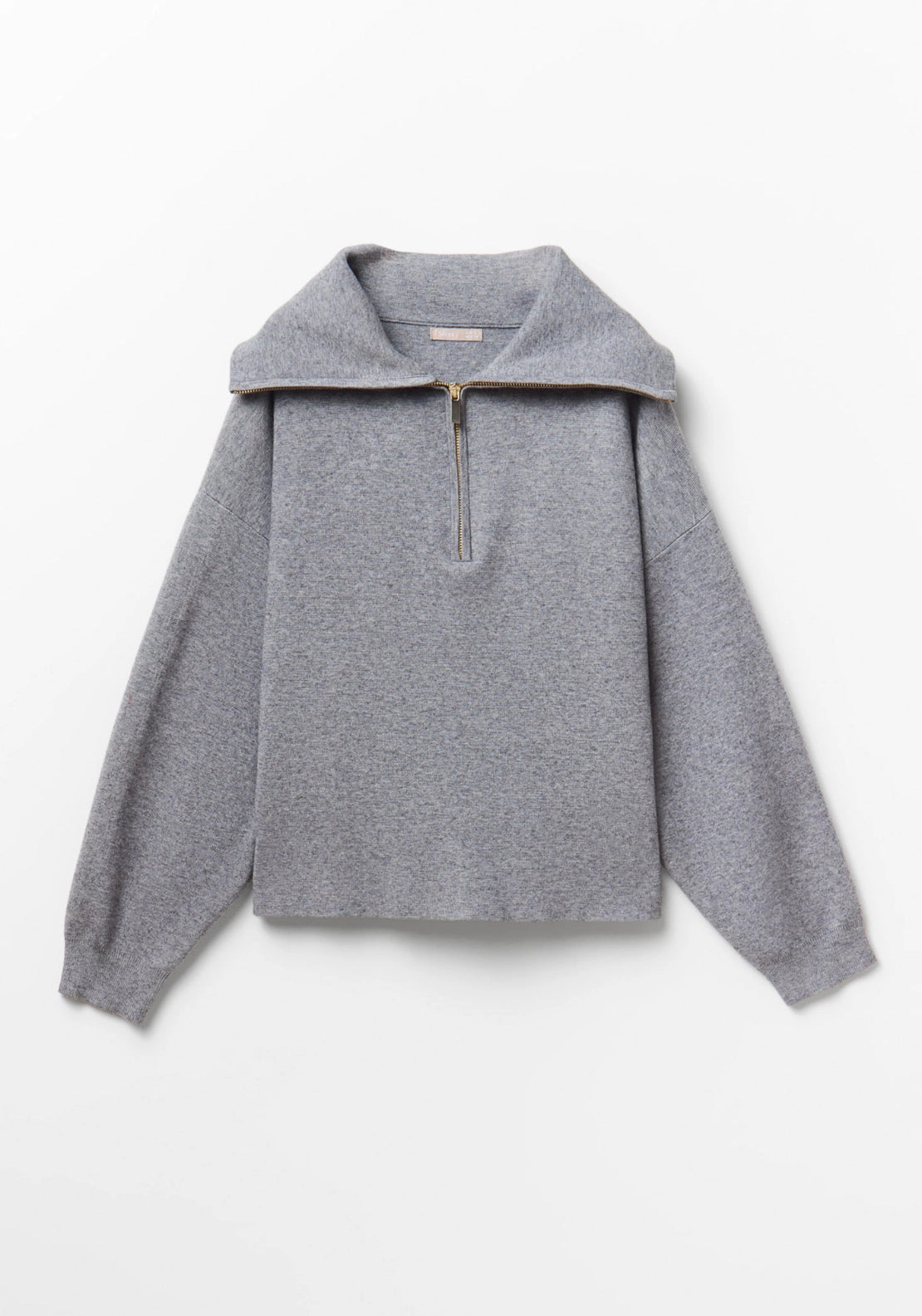 Zipped High Neck Sweater - Grey