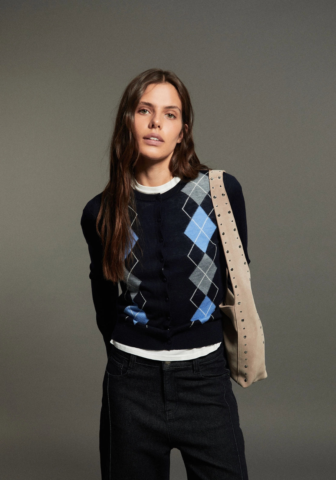 Argyle Cardigan - Blue