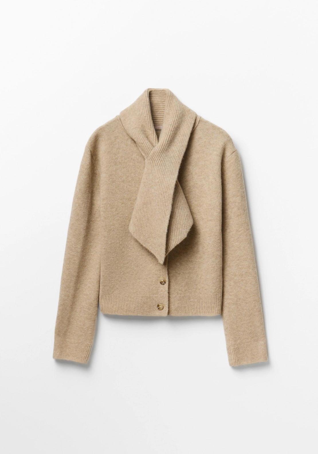 Scarf Detail Cardigan - Grey