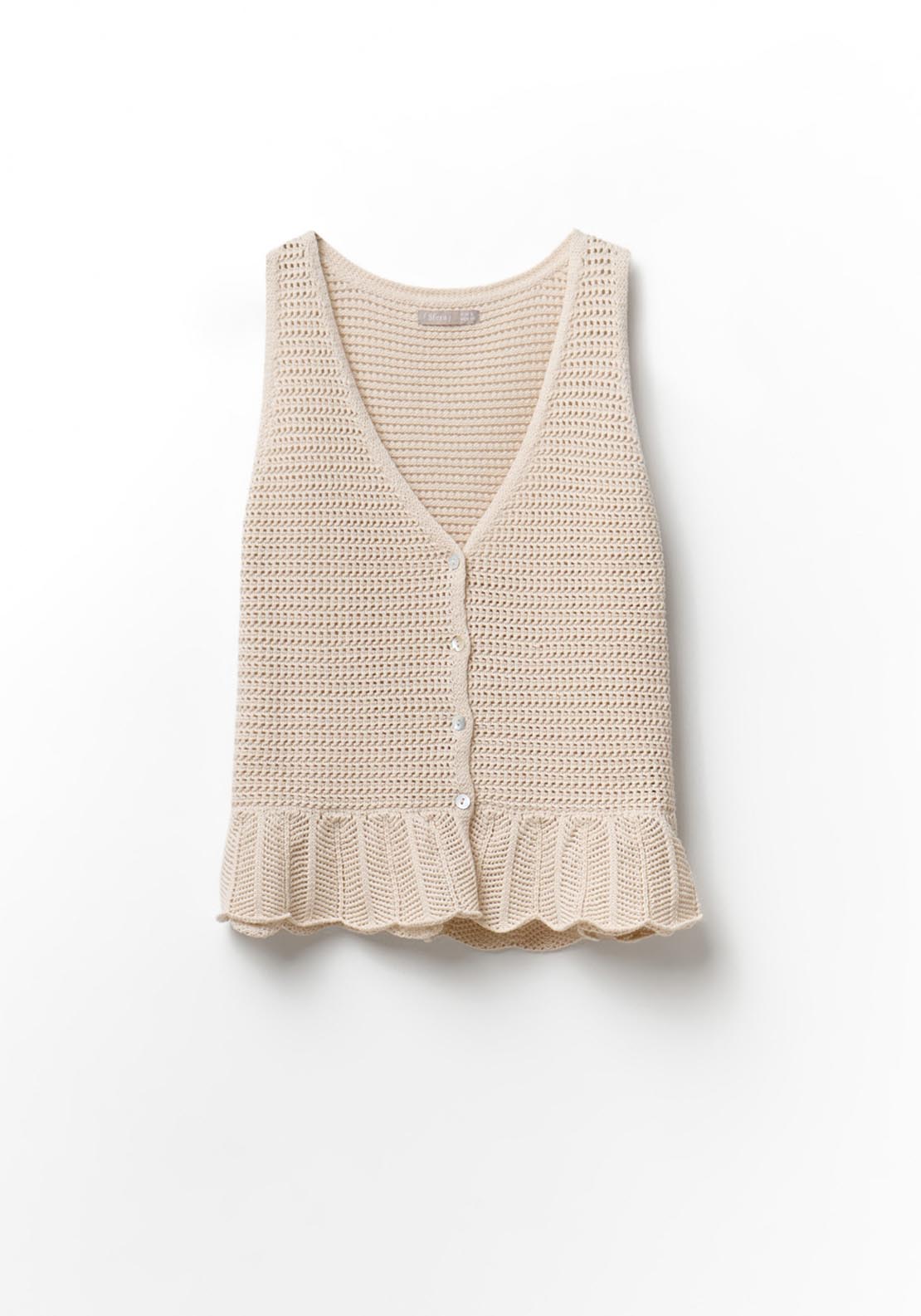 Ruffle Hem Knit Top - Rice Paper