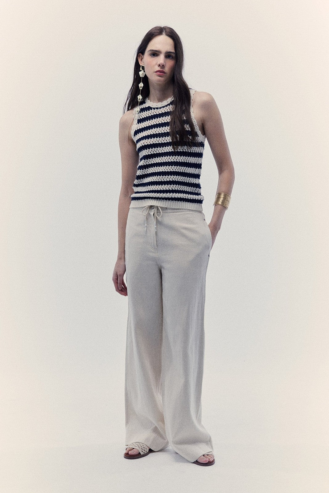Sfera Stripes top - Ecru 1 Shaws Department Stores
