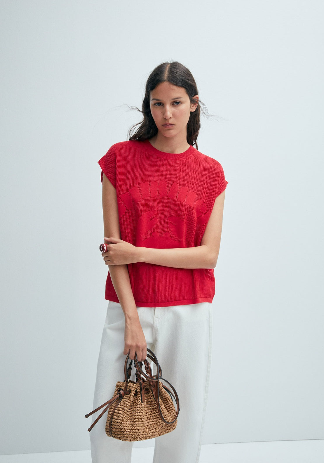 Sl Openwork Detail Top - Red