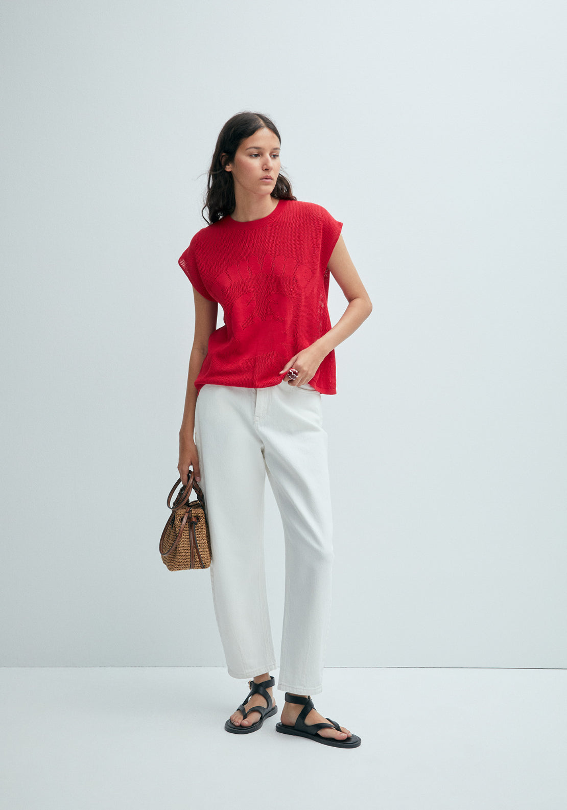 Sl Openwork Detail Top - Red