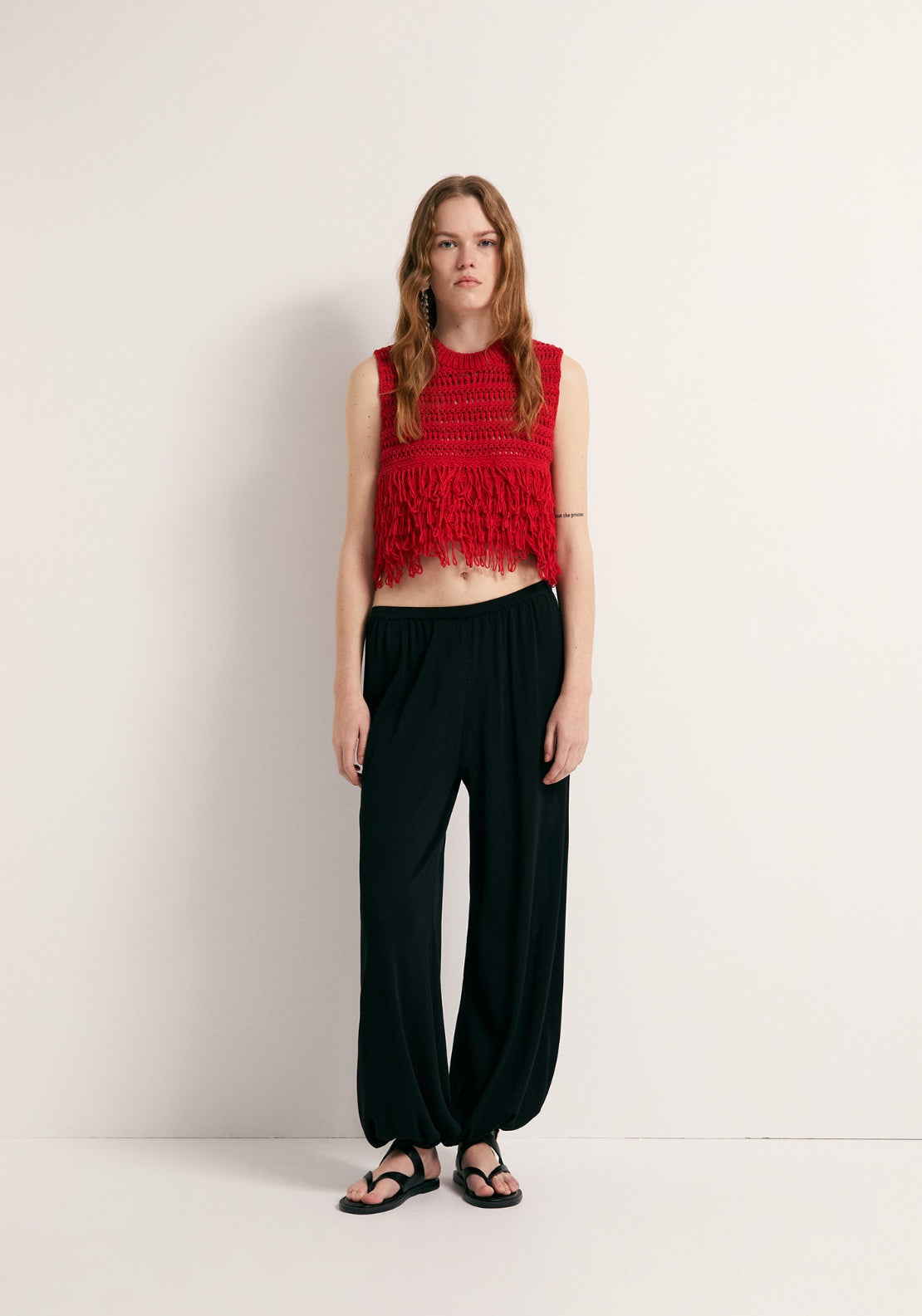 Fringe Hem Top - Red