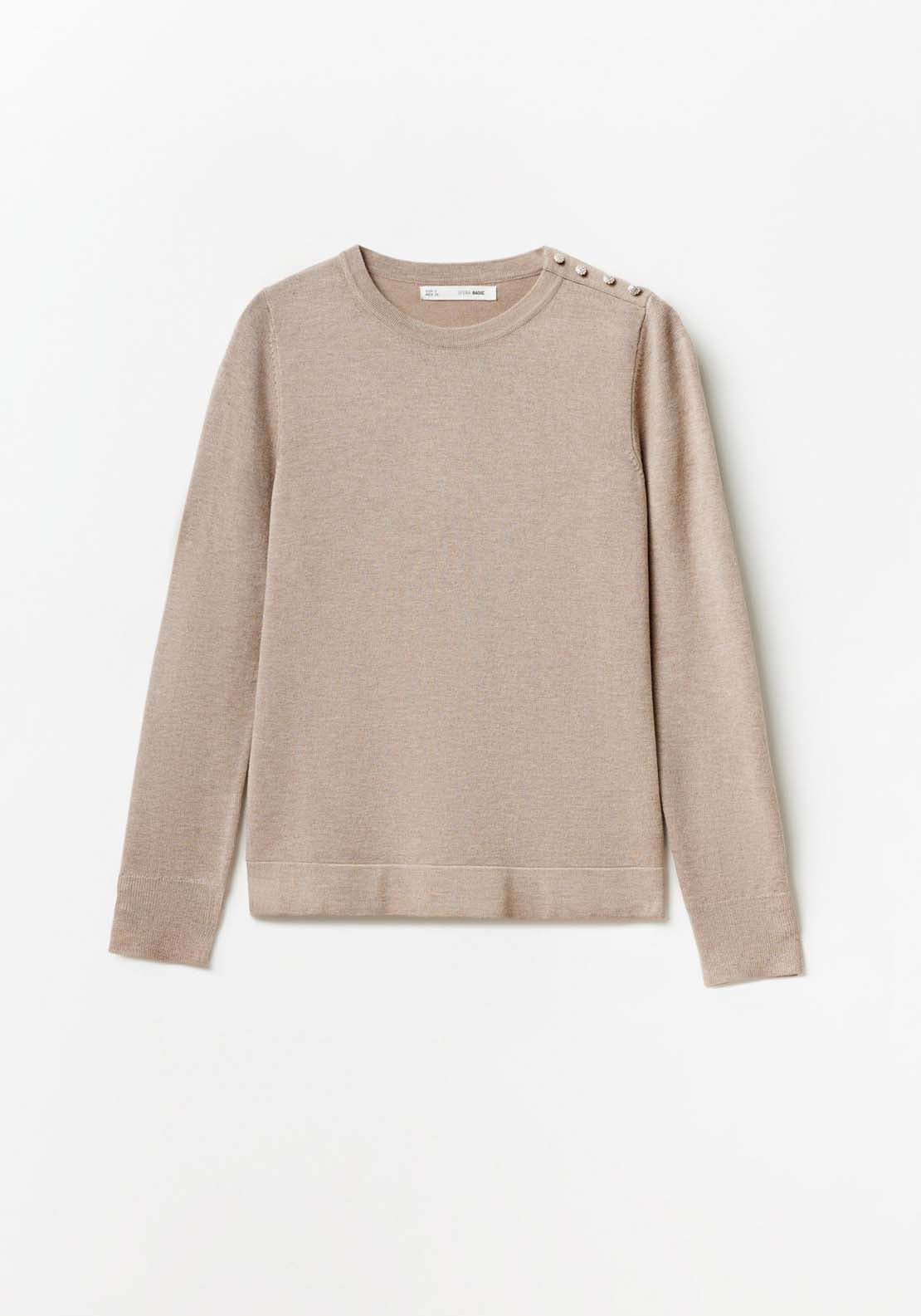 Sfera Jewel button sweater - Beige Acid 6 Shaws Department Stores