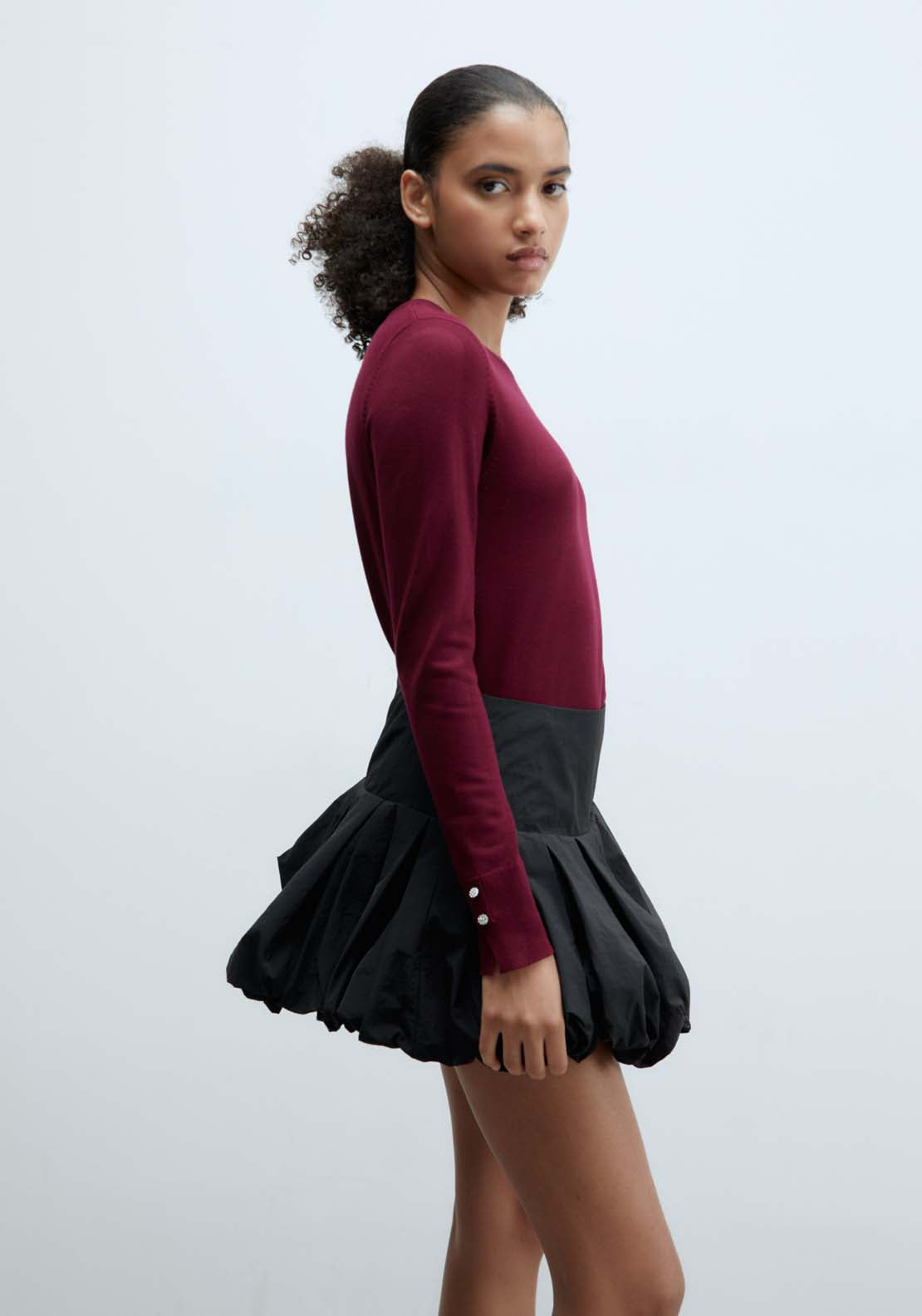 Sfera Jewel button sweater - Currant 2 Shaws Department Stores