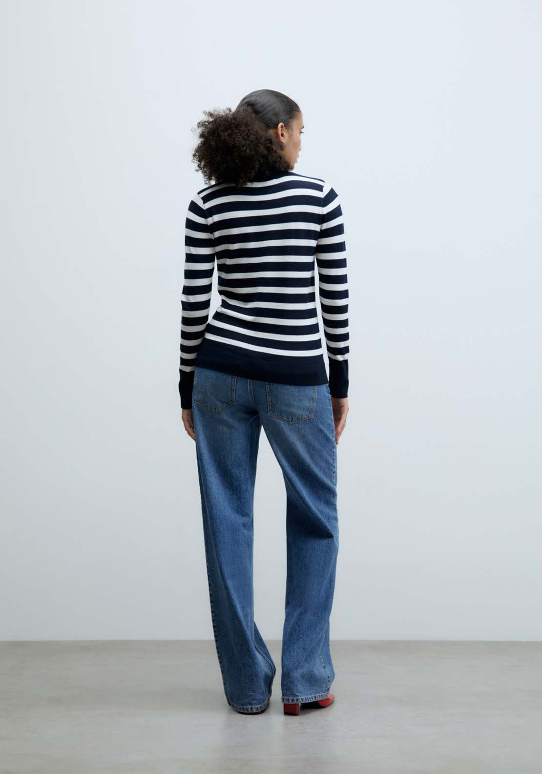 Sfera Stripes high-neck sweater - Navy 4 Shaws Department Stores