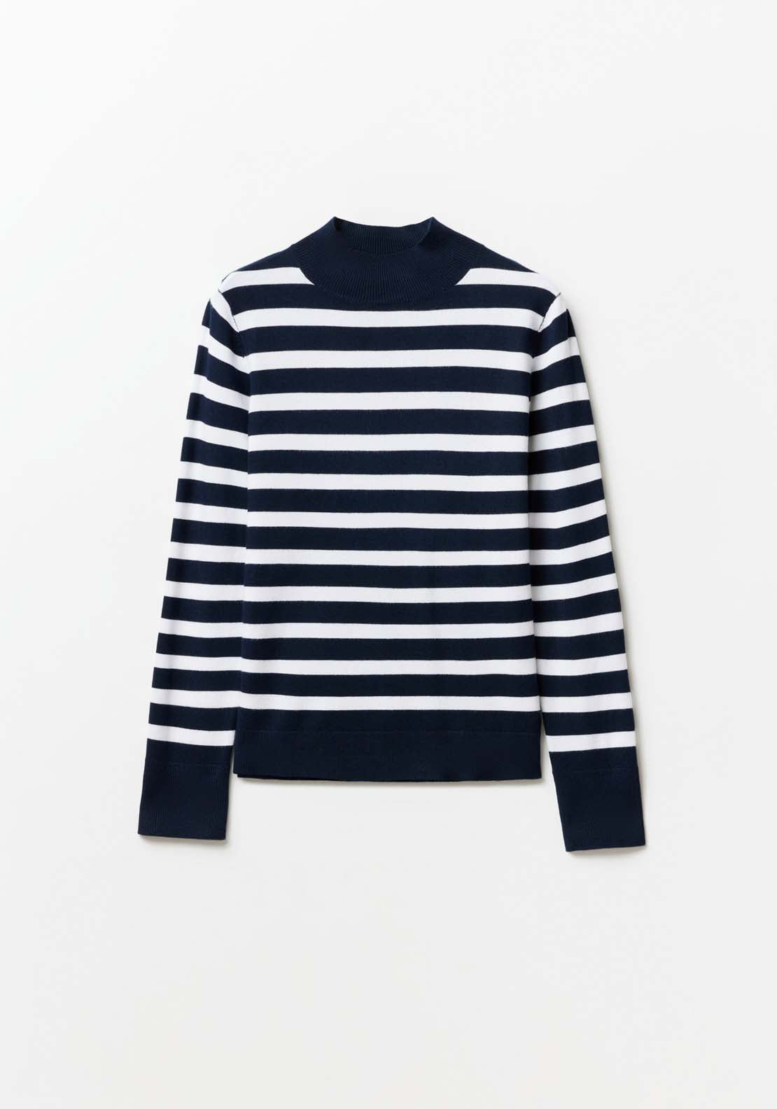 Sfera Stripes high-neck sweater - Navy 6 Shaws Department Stores