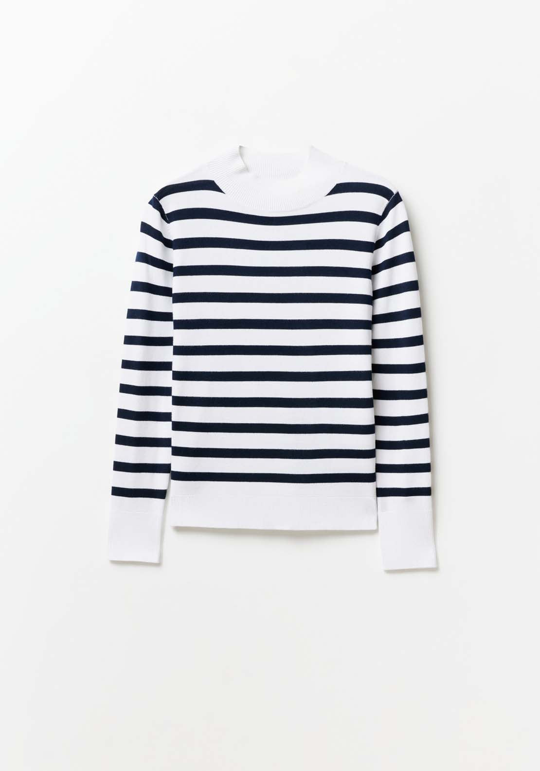Sfera Stripes high-neck sweater - White 6 Shaws Department Stores
