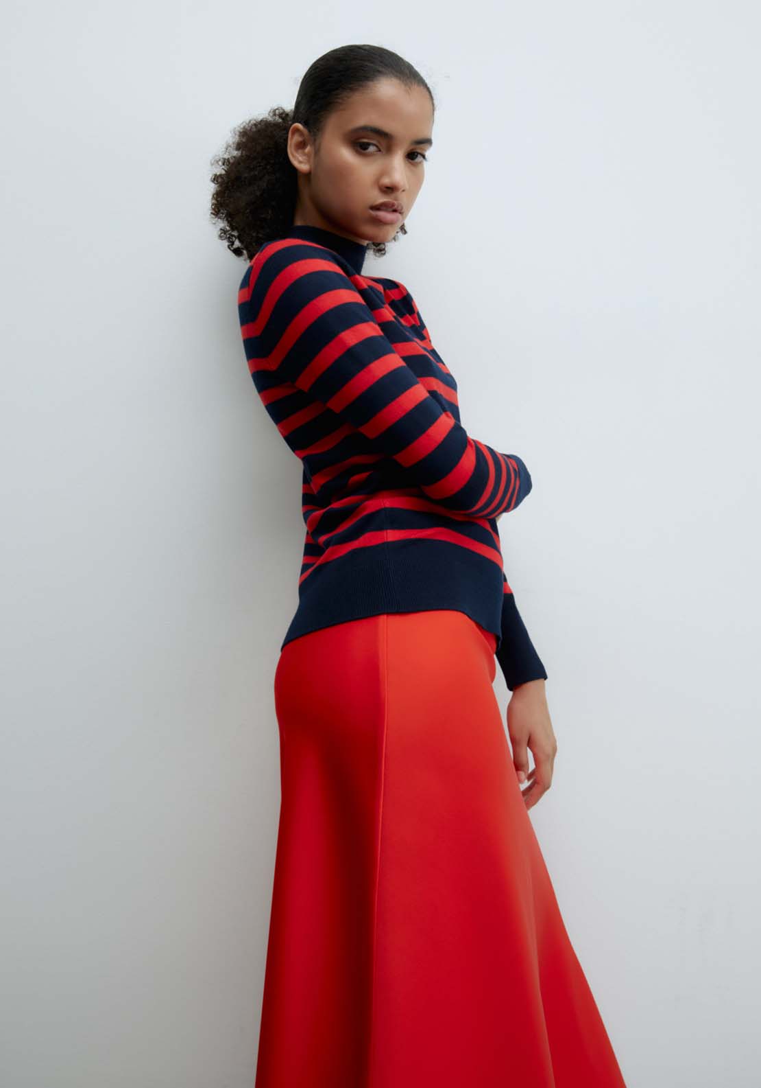 Sfera Stripes high-neck sweater - Red 2 Shaws Department Stores
