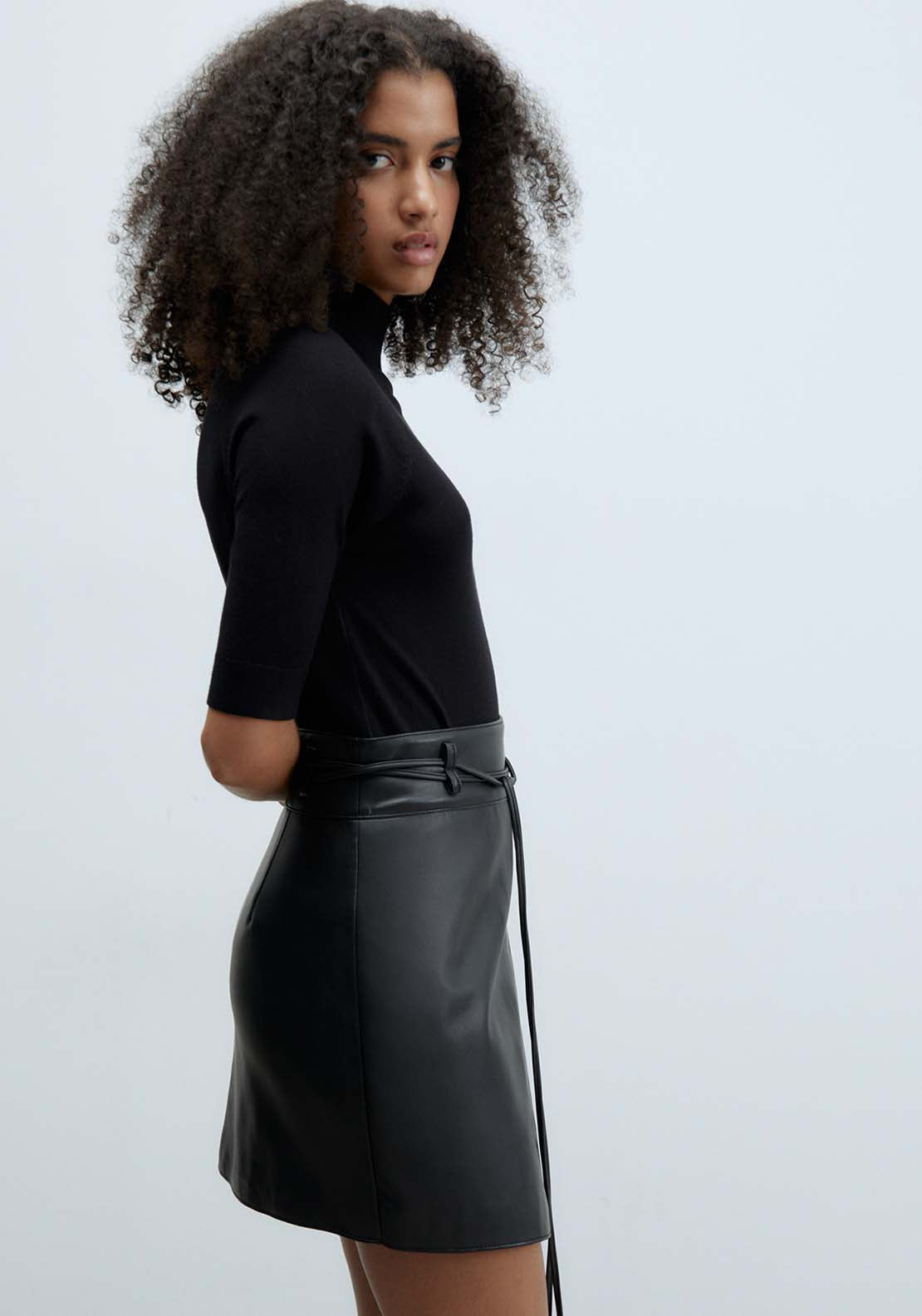 Sfera Short-Sleeved High-Neck Sweater - Black 2 Shaws Department Stores