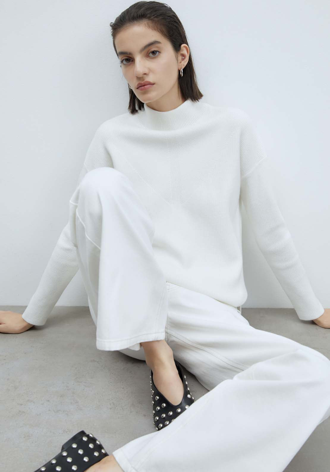 Sfera High-Neck Sweater - White Off 1 Shaws Department Stores